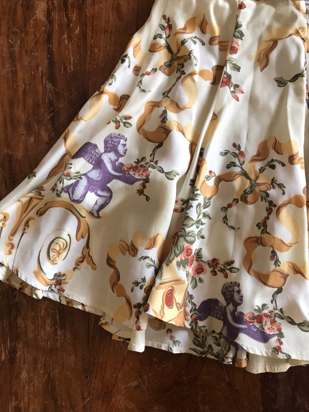 VTG 90s cupid skirt rare fabric unusual tennis style high waisted rayon skirt