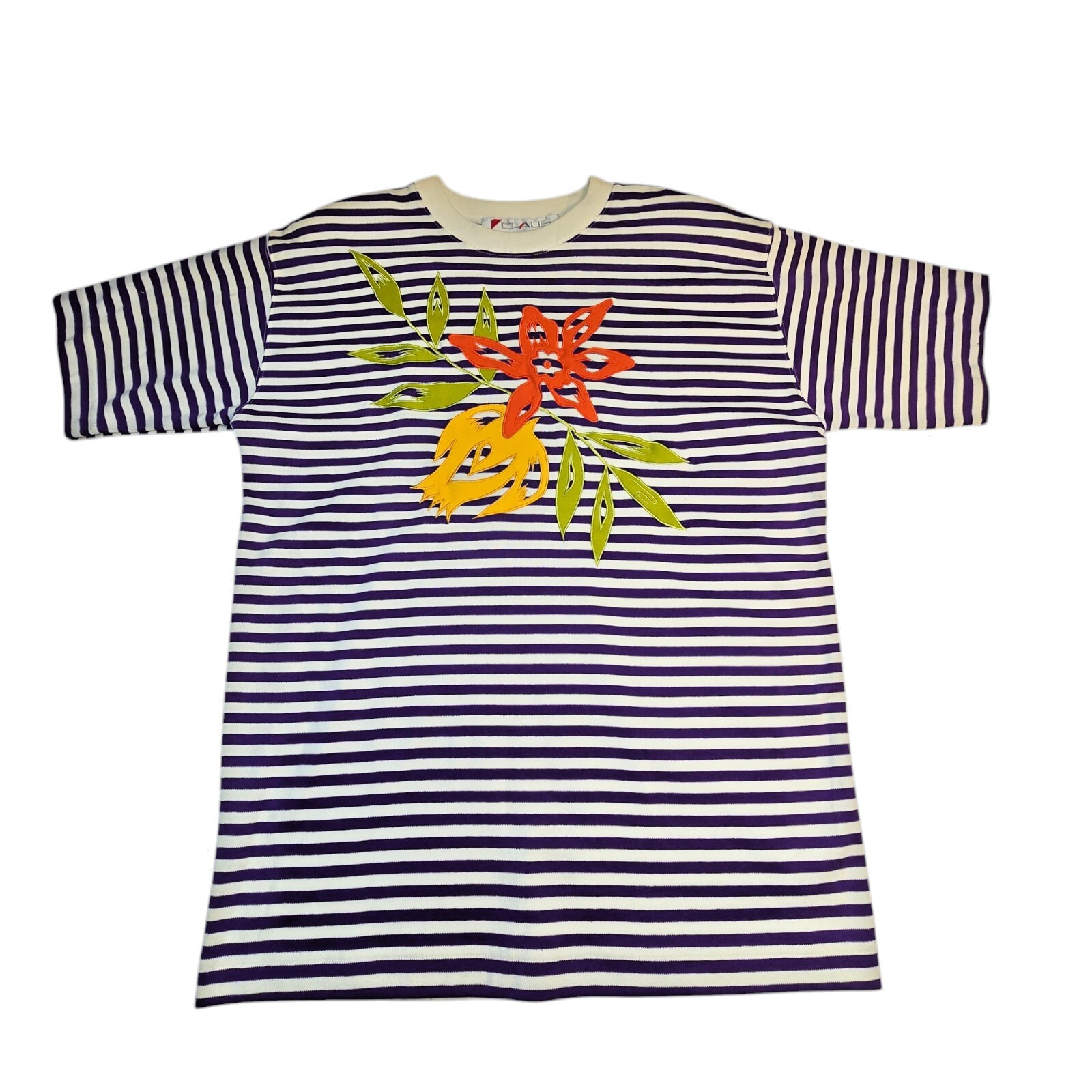 Vtg White And Purple Chaus Size S With Flowers On Front And Sholder Pads 80’s