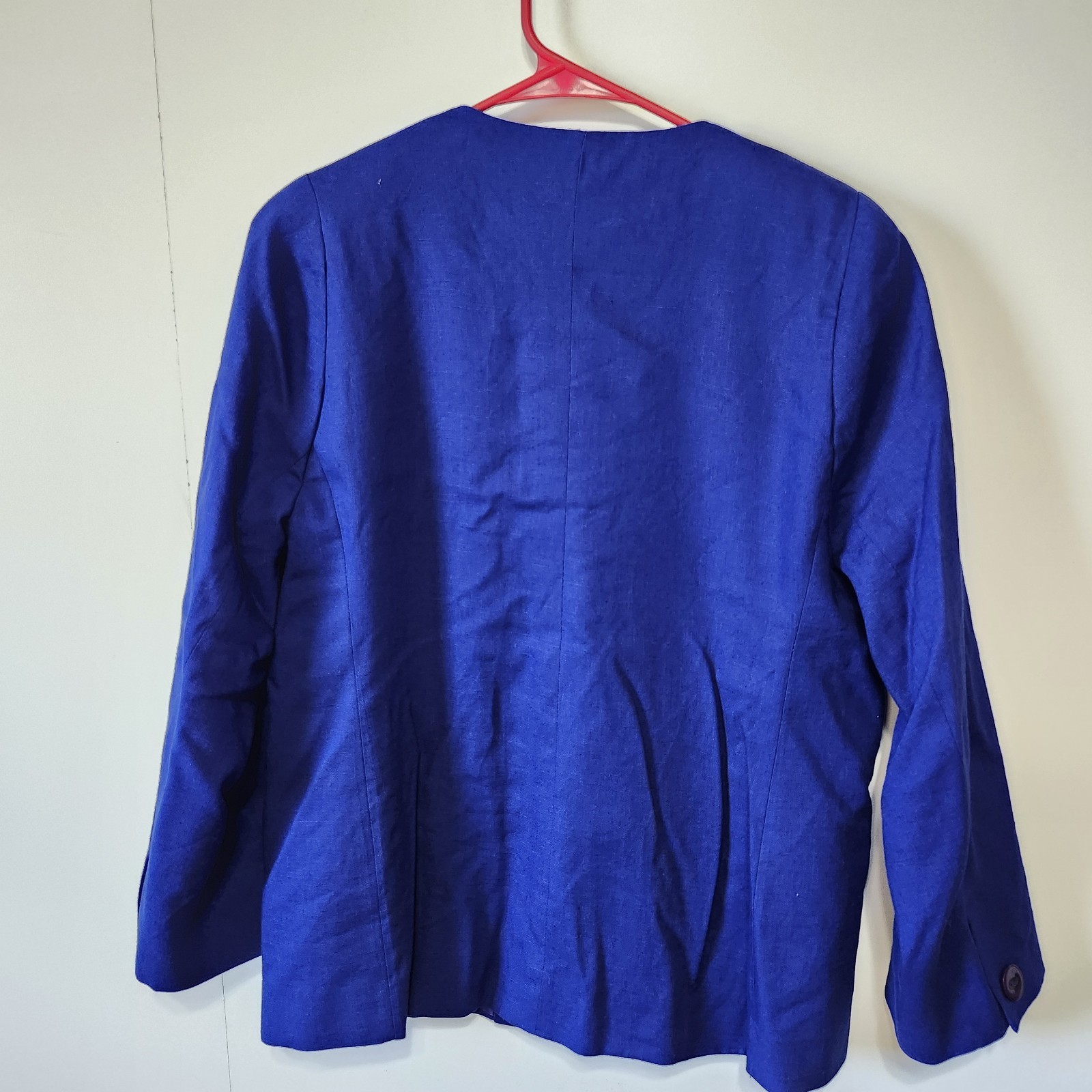 Vintage Galleria Sport Royal Blue Collarless Blazer Jacket Power Career 90s M