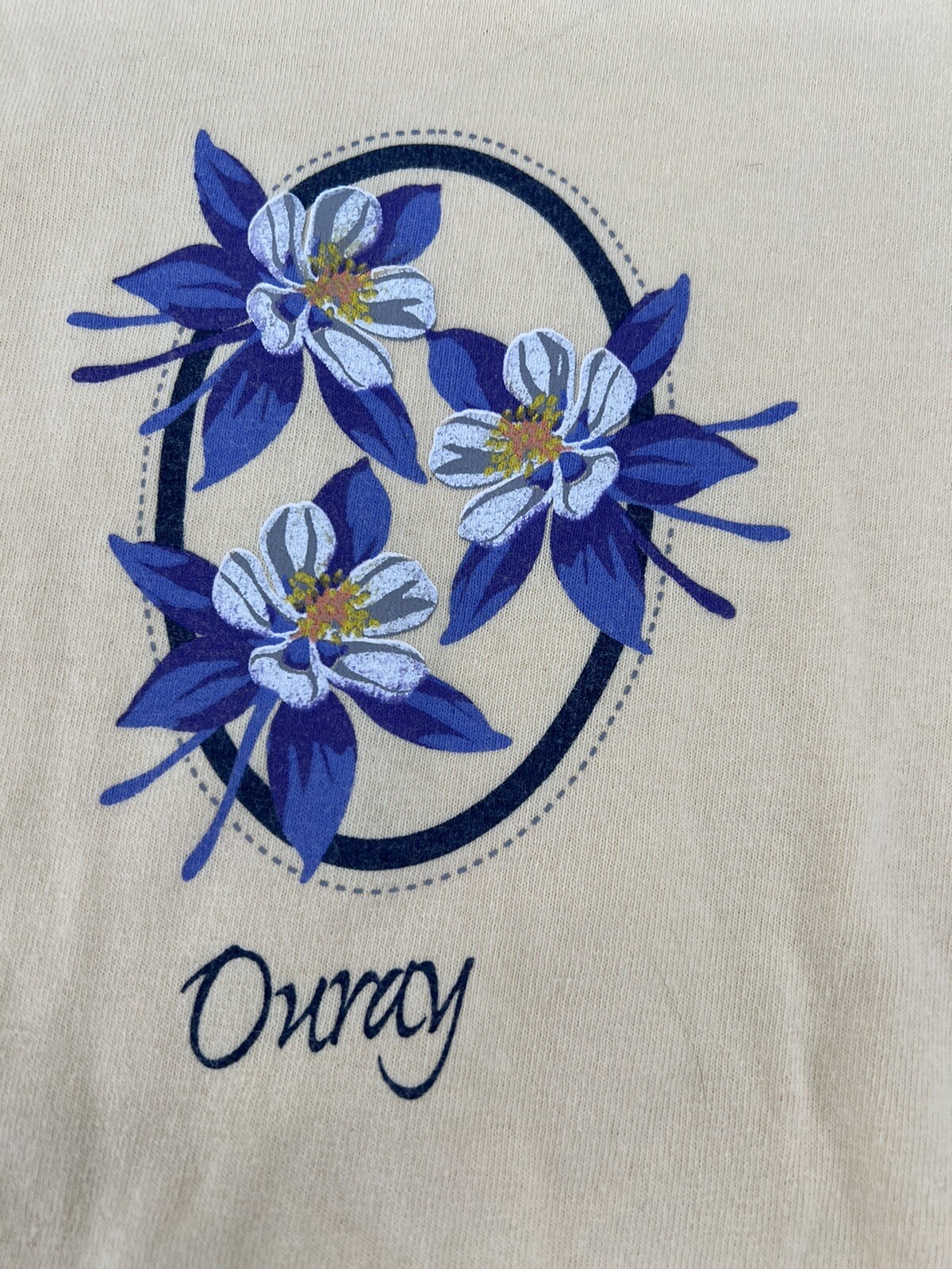 Vtg 90s Women’s Floral Ouray Colorado Yellow Purple T Shirt SZ M