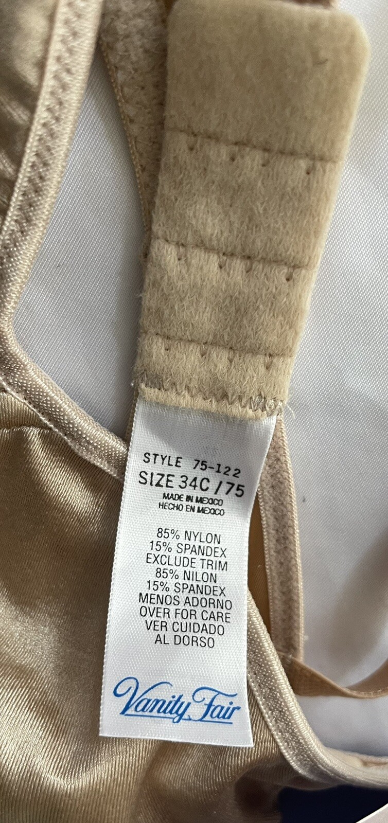 VTG VANITY FAIR 34c SATIN SENSATIONS BRA UNDERWIRE 2-way Stretch NWT Beige