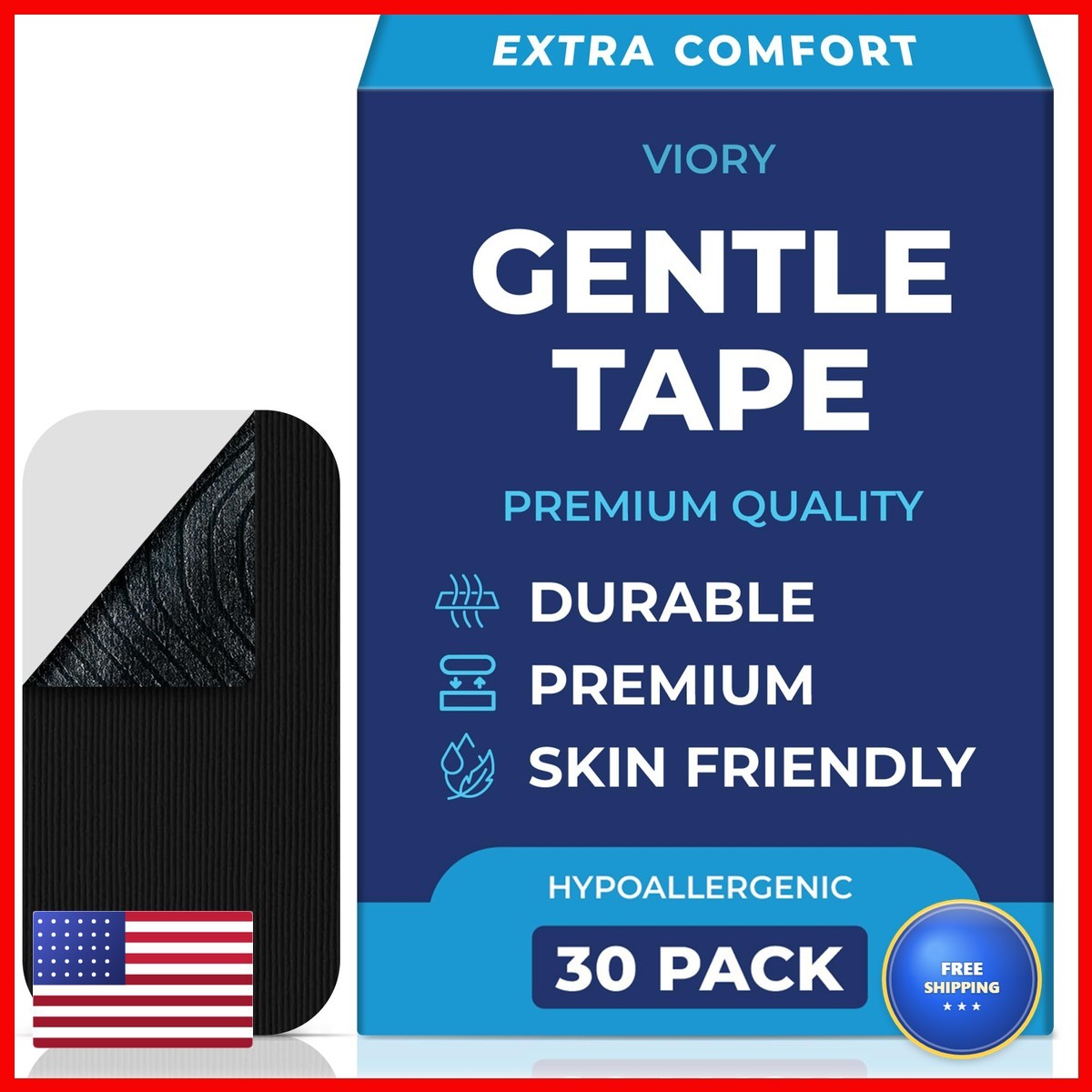 VIORY Gentle Tape (30 Pack) – Pain Removal, Hypoallergenic & Latex Viory_Tape_30