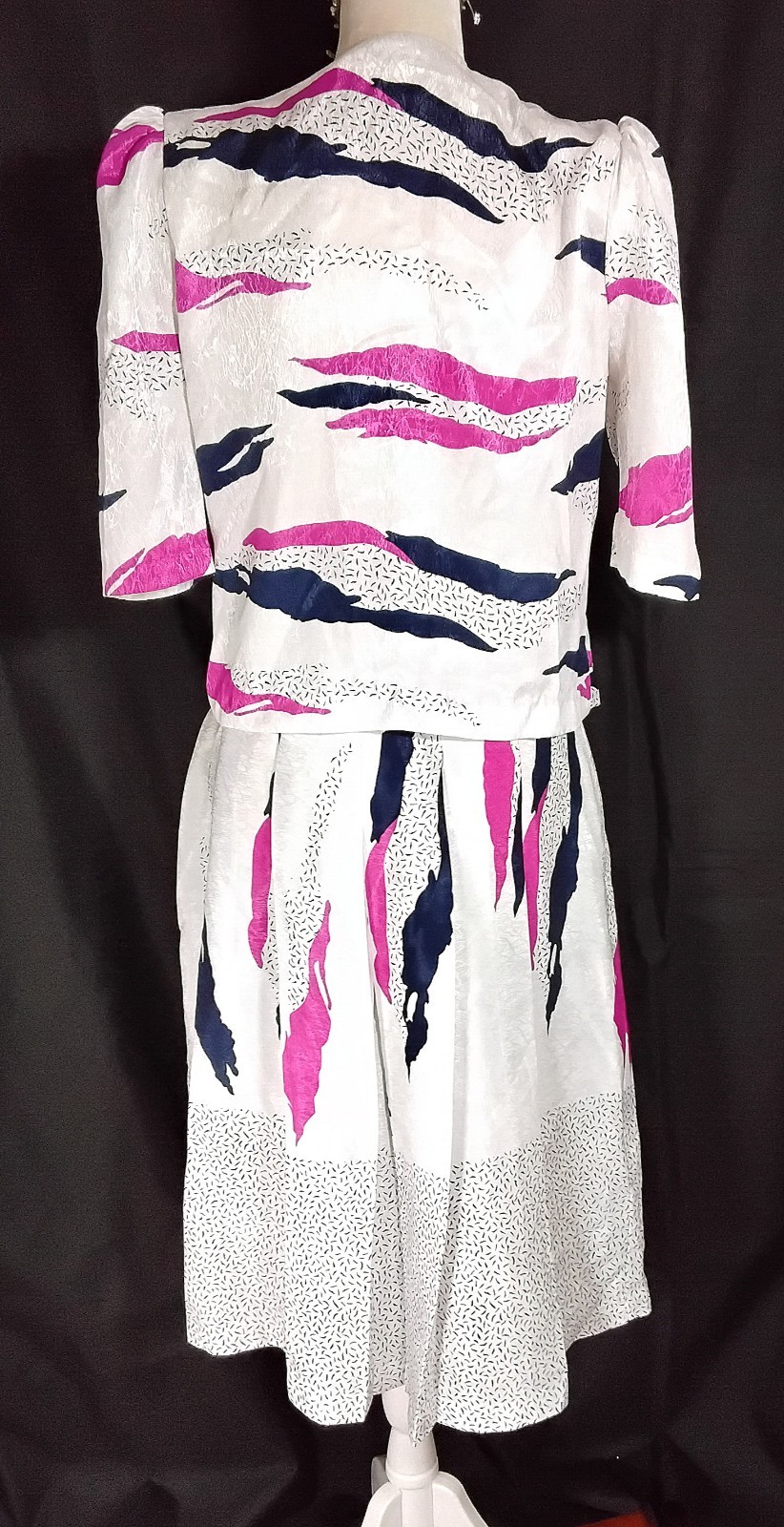 Vintage 80s Yamila Gaucho Pants and Blouse Set Abstract Pattern Sz S/M Mexico