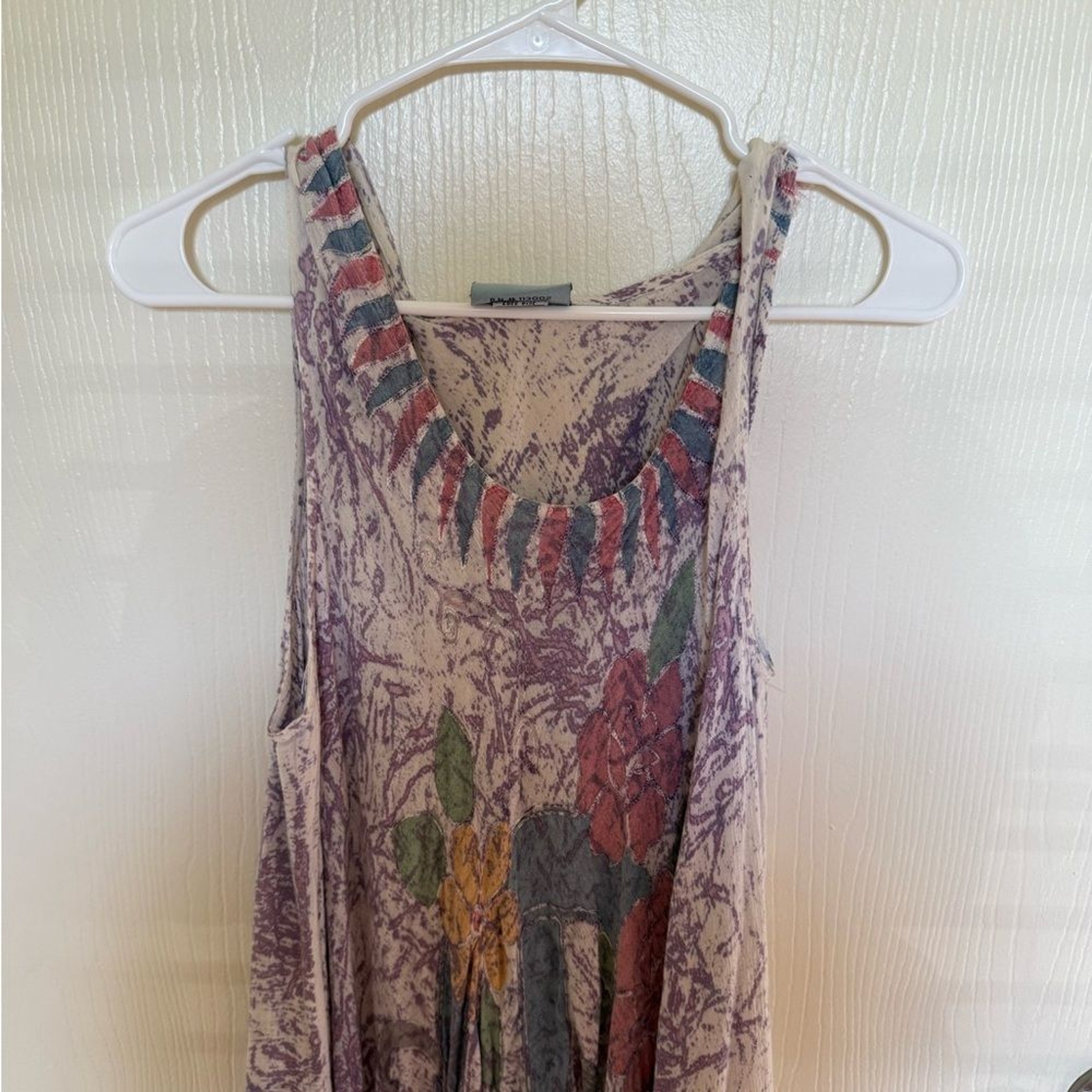 India Boutique Vintage Y2K Art to Wear Peace Sign Asymmetrical Midi Dress Large