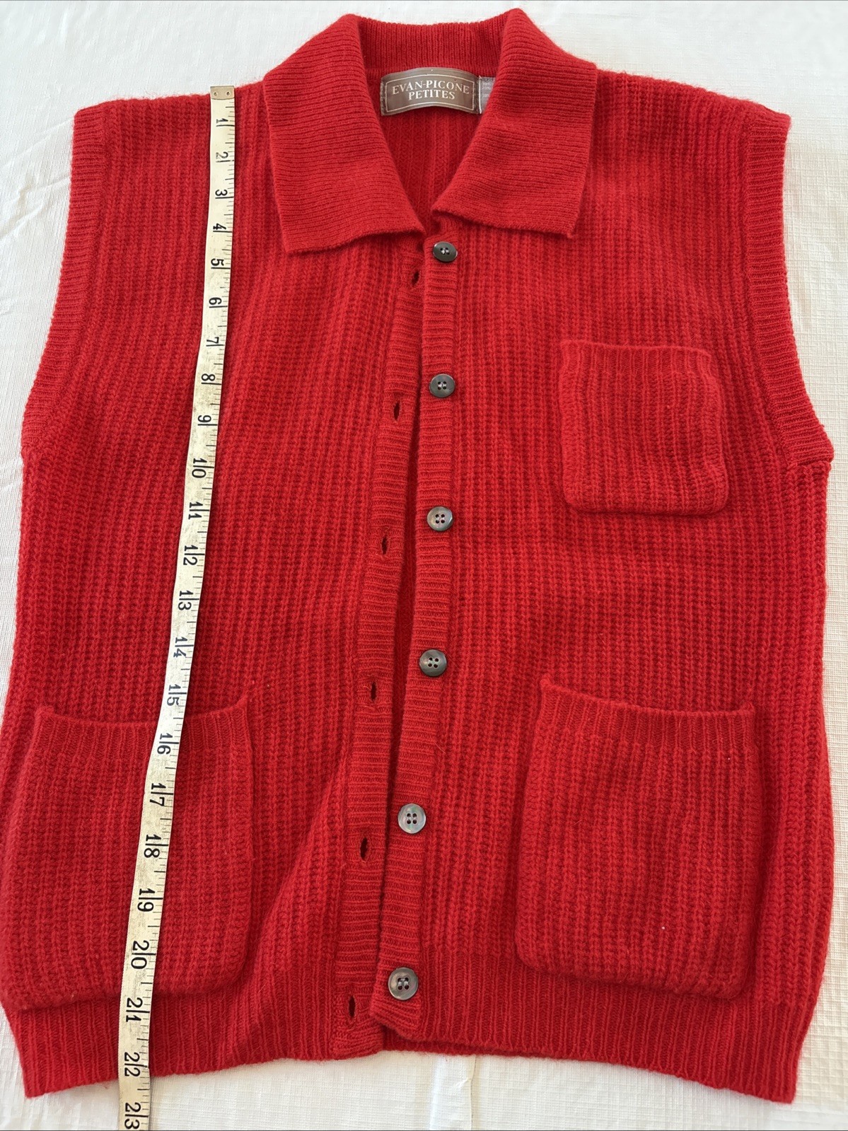 Evan Picone Red Women’s Sweater Vest Wool/Angora Rabbit Hair/nylon VTG Petite S