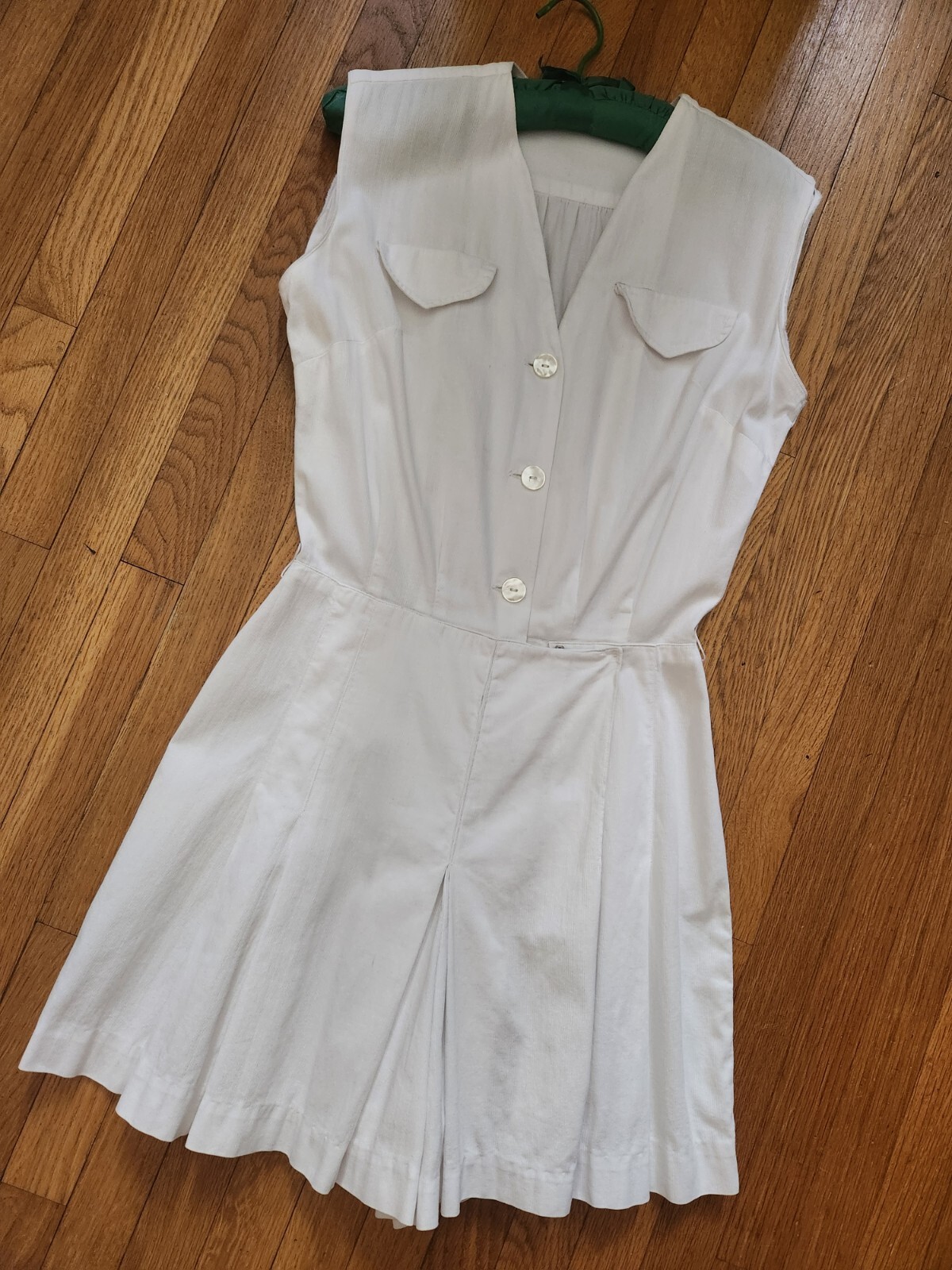 Vintage 1930s Playsuit White Cotton Jumpsuit Romper Beach 30s F.B. Horgan