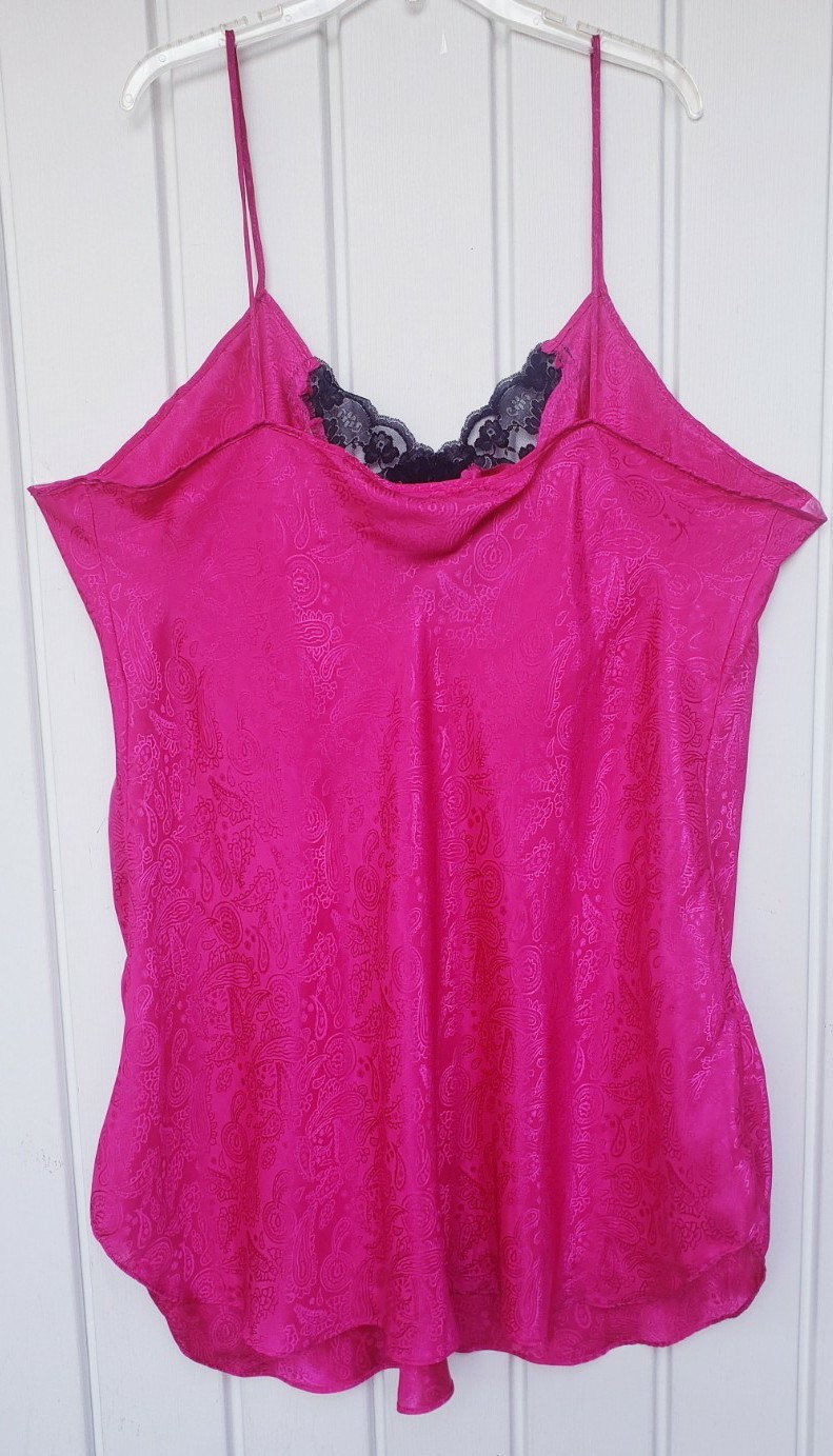 Vintage Intimate Pleasures Satin Paisley Lace Nightgown Plus Size 4X Pink