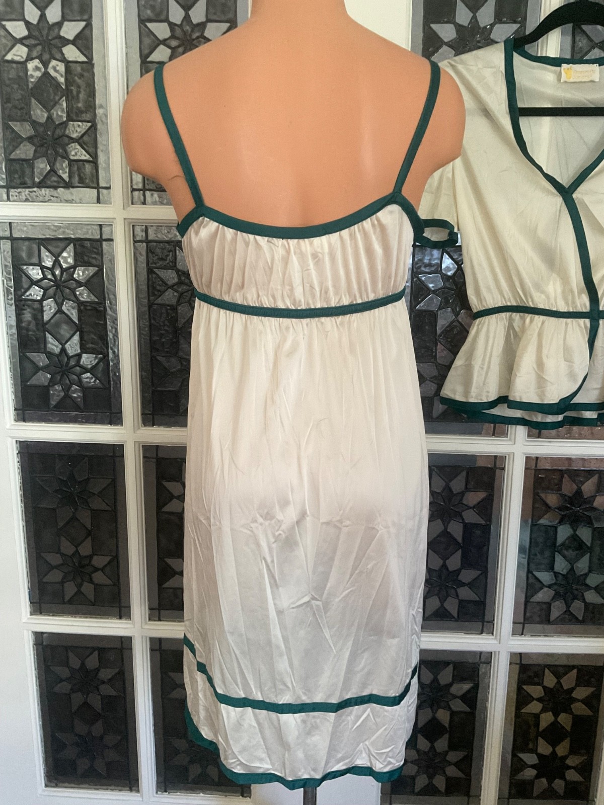 Vintage VASSARETTE Babydoll Nightie Matching Bed Jacket Set Silky Nylon USA Sz 9