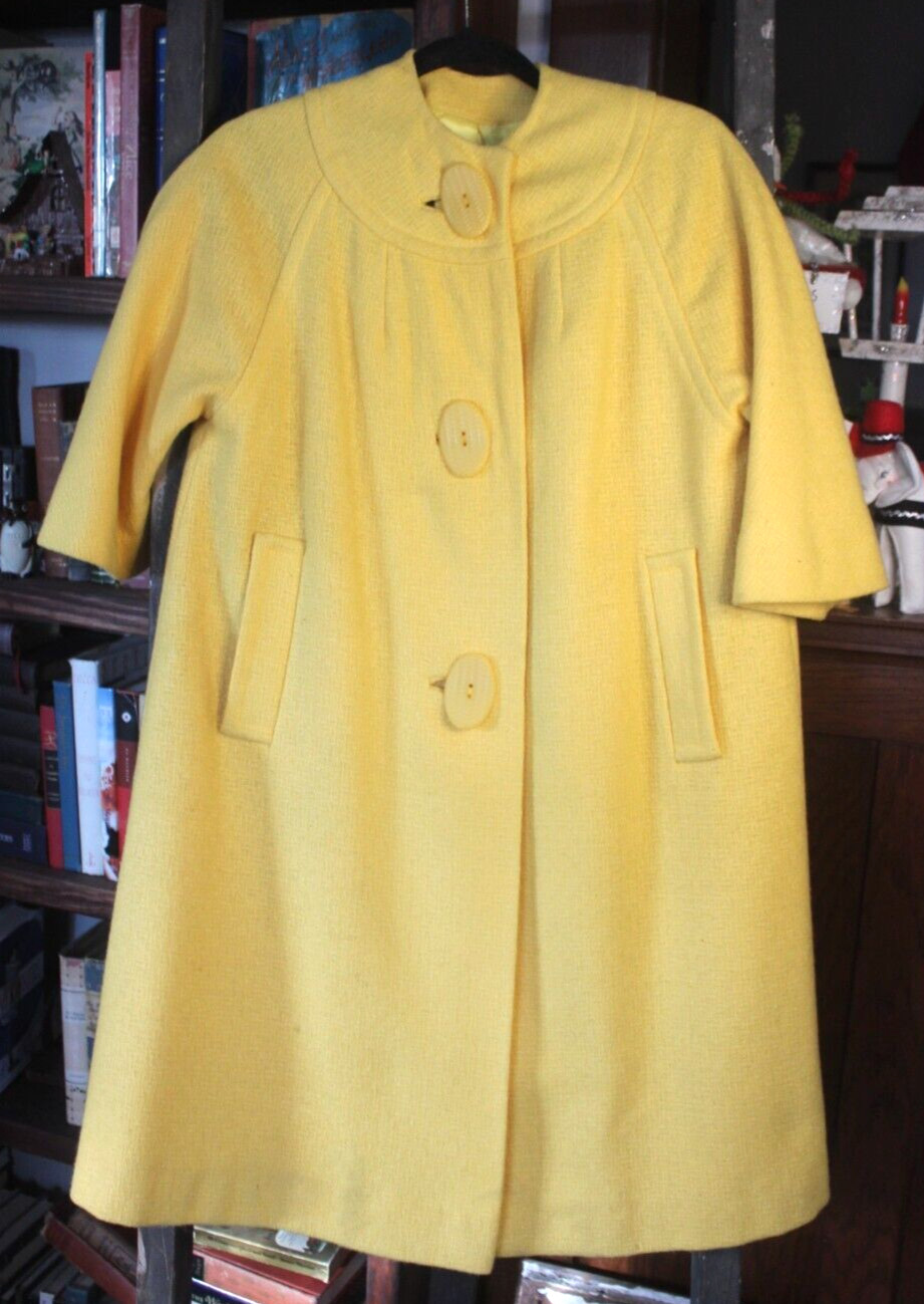 Vintage 1950’s 1/2 Sleeve Yellow Tweed Women’s Coat Youthcraft Teen / Adult