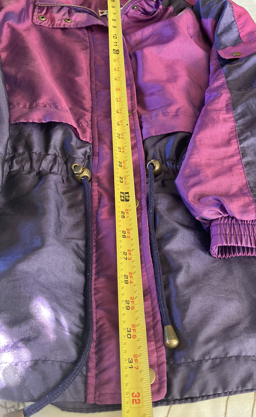 Vintage Y2K Women’s Jacket Large Iridescent Purple Drawstring Lavon Holiday ‘98