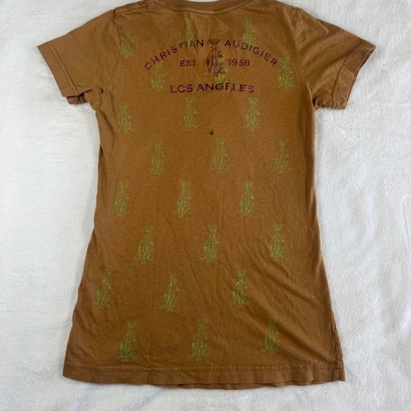 Rare Christian Audigier Ed Hardy tan casket graphic top y2k vintage grunge