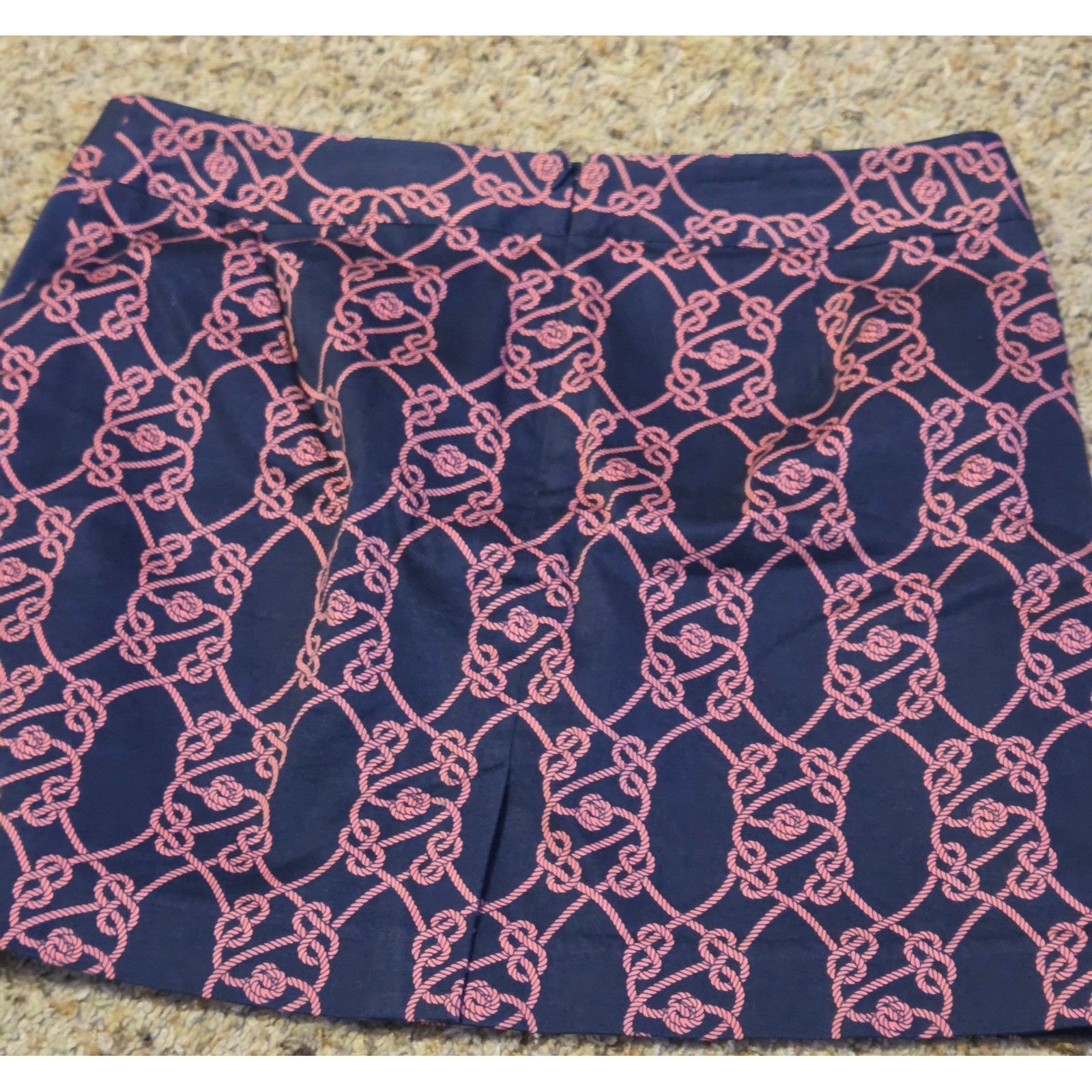 Vineyard Vines Nautical Rope Print Skirt Women’s Size 8 Blue Pink Back Zip Up