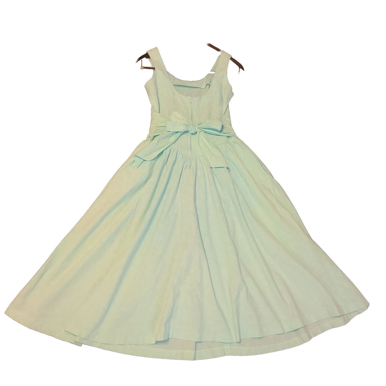 Vtg 80’s Joni Blair Dress Sz 7 Pastel Blue Green Stripes Floral Retro Sundress