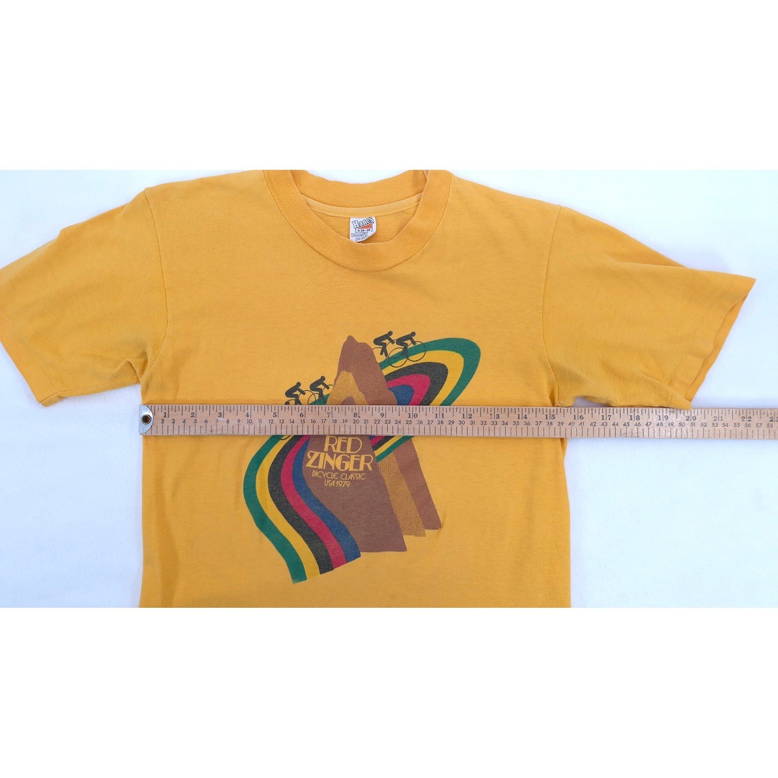 Vintage 1979 Red Zinger Bicycle Classic Hanes Beefy-T Single Stitch Tee Yellow S
