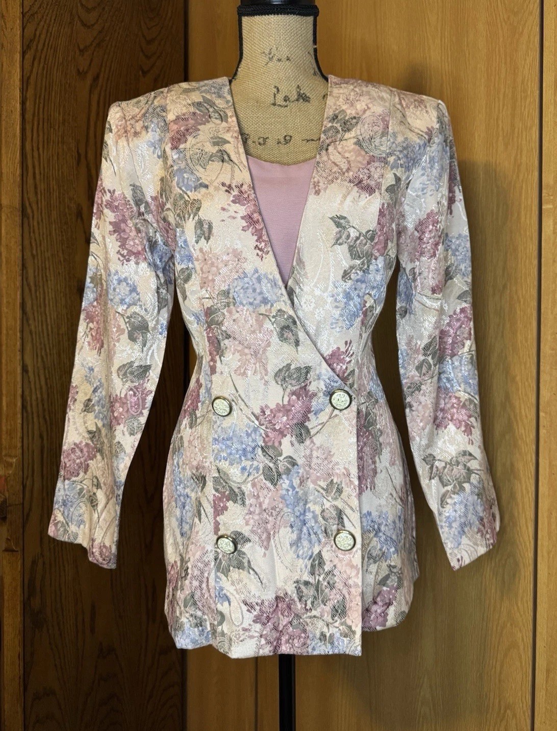 VTG 80s Floral Tapestry Blazer Jacket Cottage Academia Retro Classic Career 8