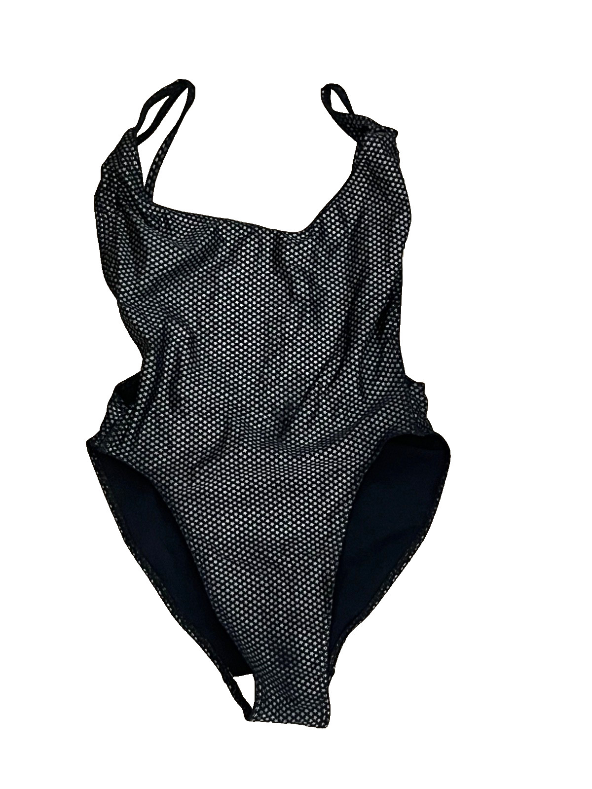 VINTAGE 90s AMERICAN APPAREL BLACK STAR HIGH CUT ONE-PIECE SWIMSUIT WOMEN MEDIUM