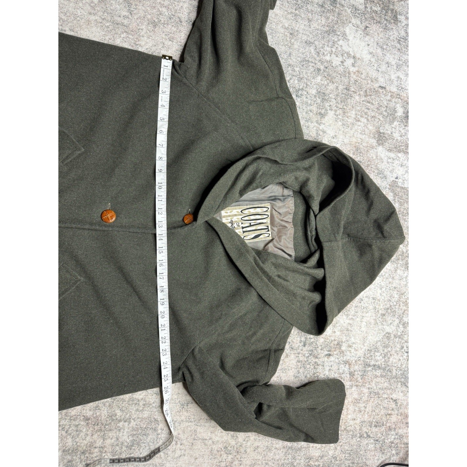 Vintage 70’s Women’s Green Wool Coat Hooded XL Wool Cashmere Trapeze