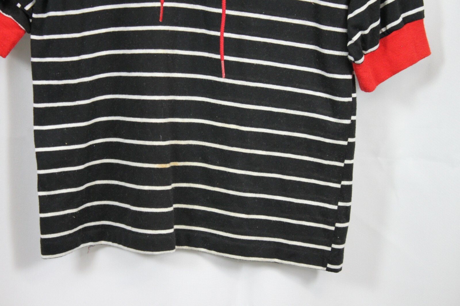 Vtg Knits and Bolts Polo Shirt Top Tie Neck Grommets Stripes 70s 80s Retro Mod M