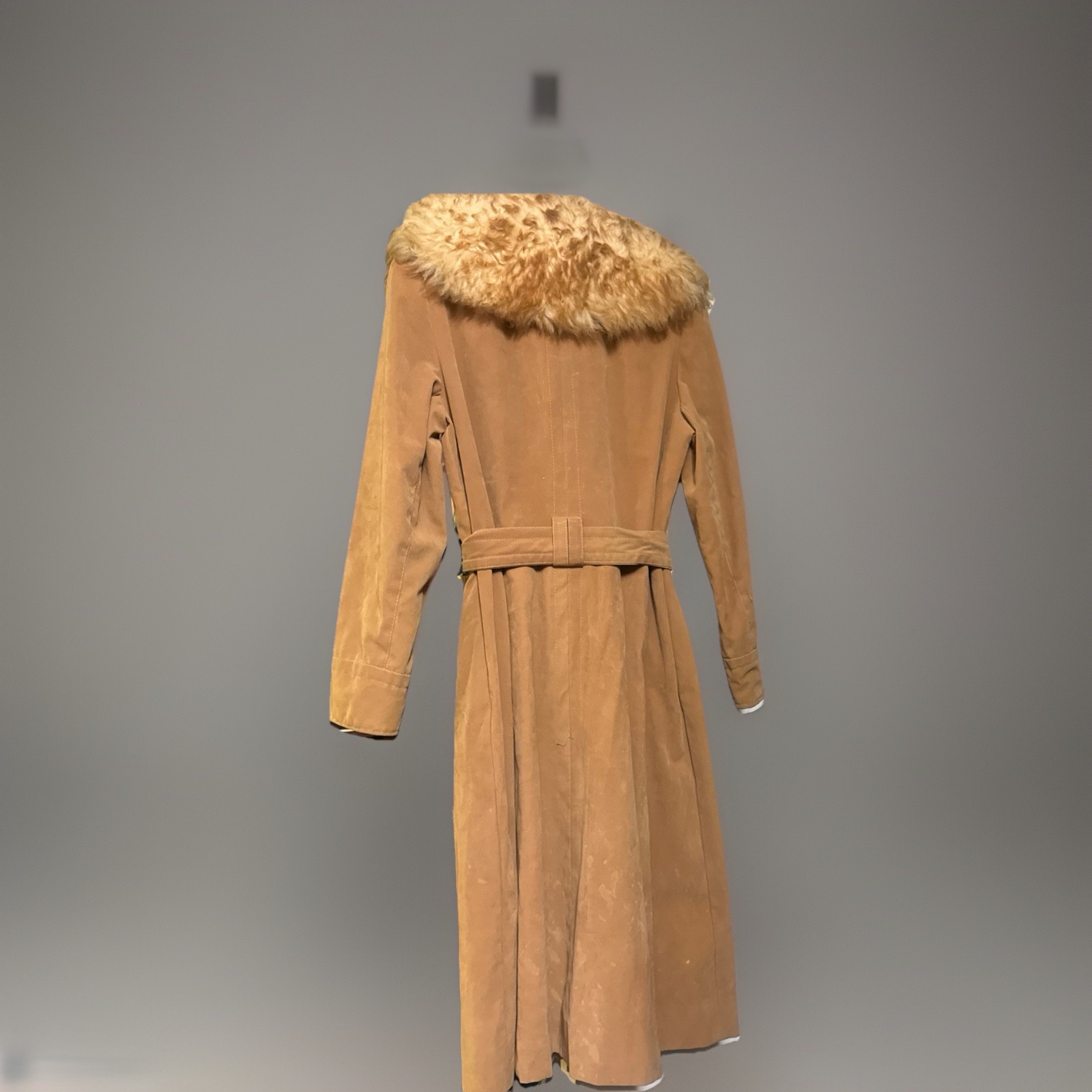 Vintage Sears Suede&Robuck Faux Fur Penny Lane Mob Wife Camel Coat Small Women’s