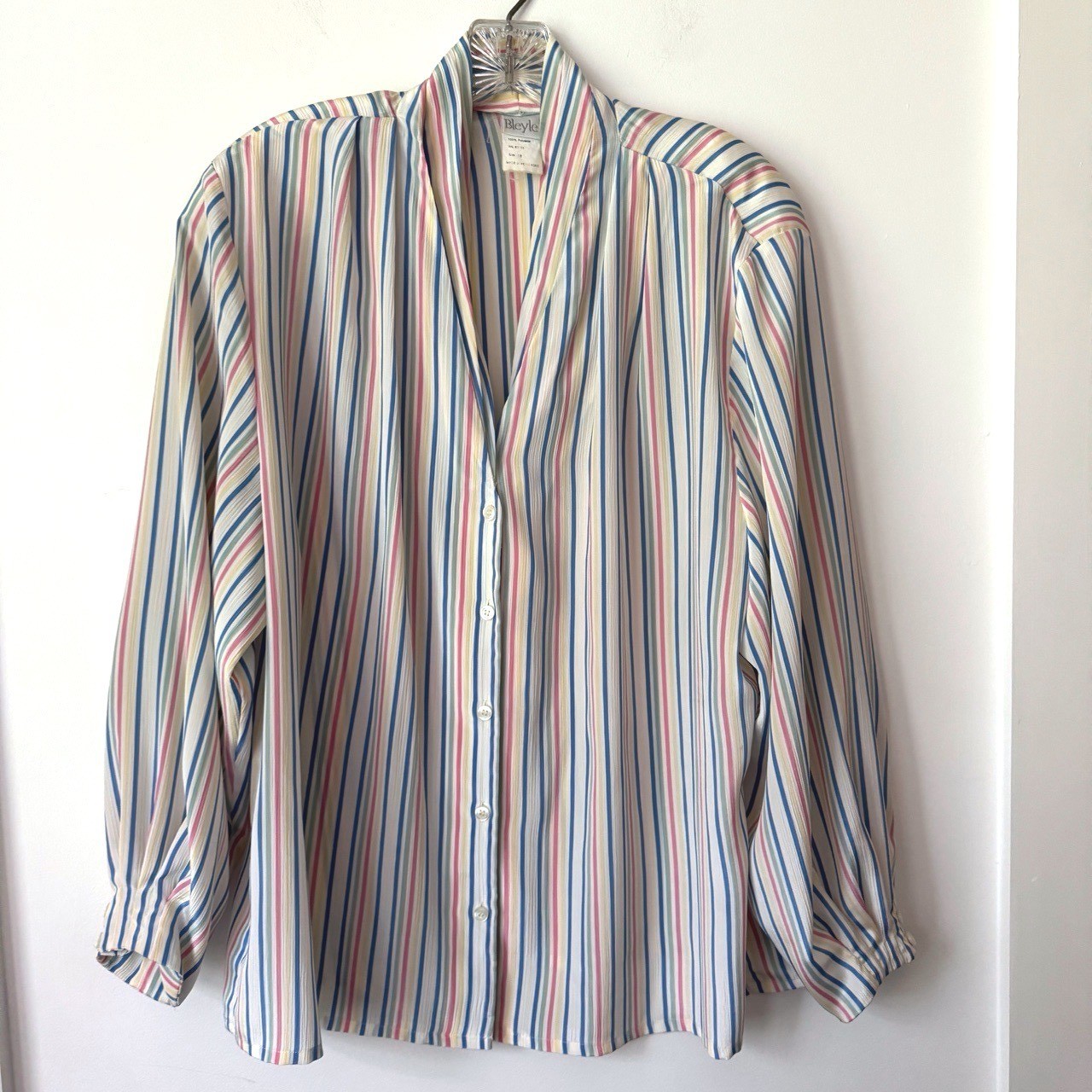 Vintage Bleyle Rainbow Stripe Secretary Blouse Size 18 Maximalist 70s Fun Retro