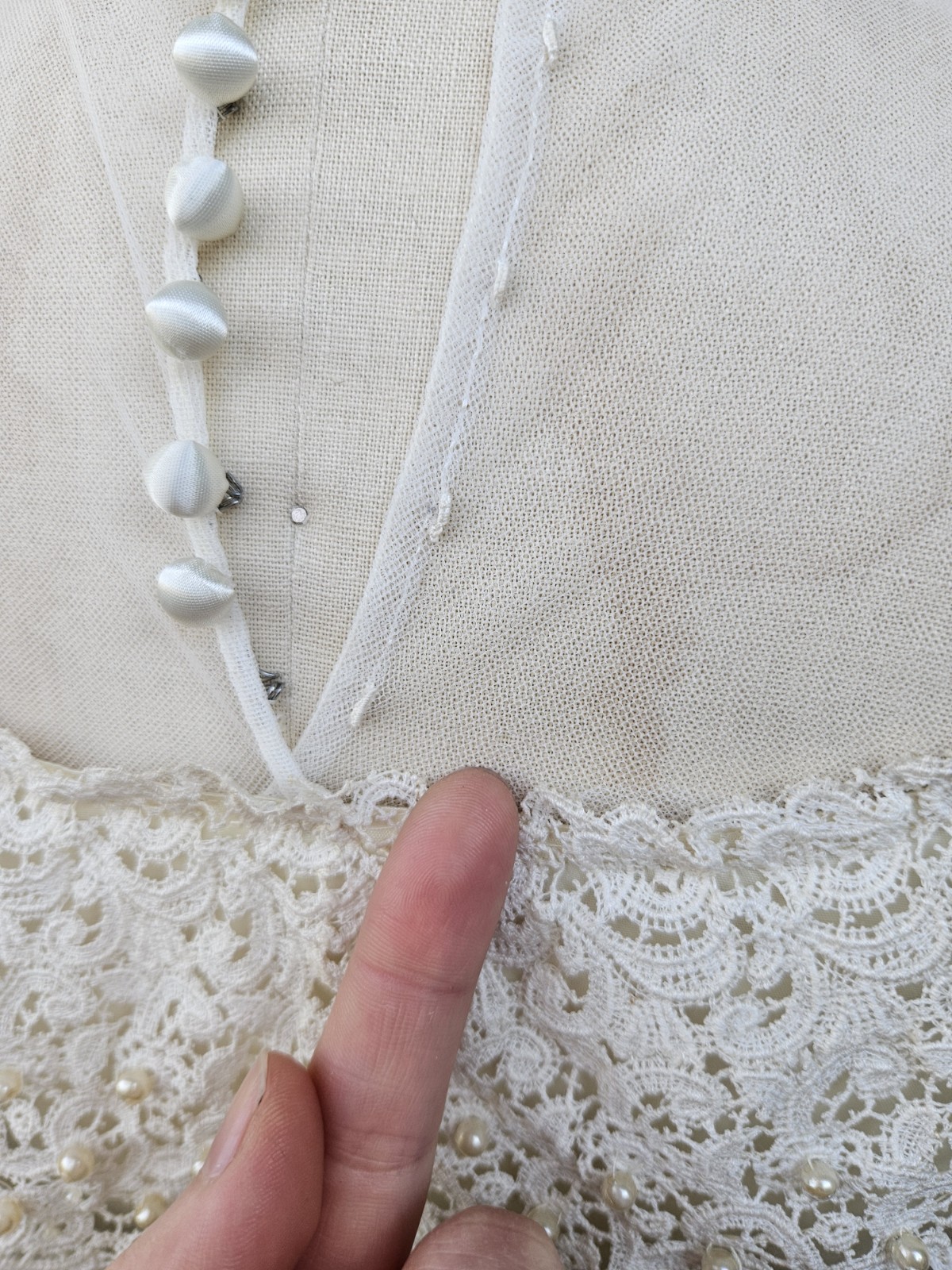 Vintage Classic 1940s-1950s Silky Satin Long Sleeve Wedding Dress W/train Lace 8