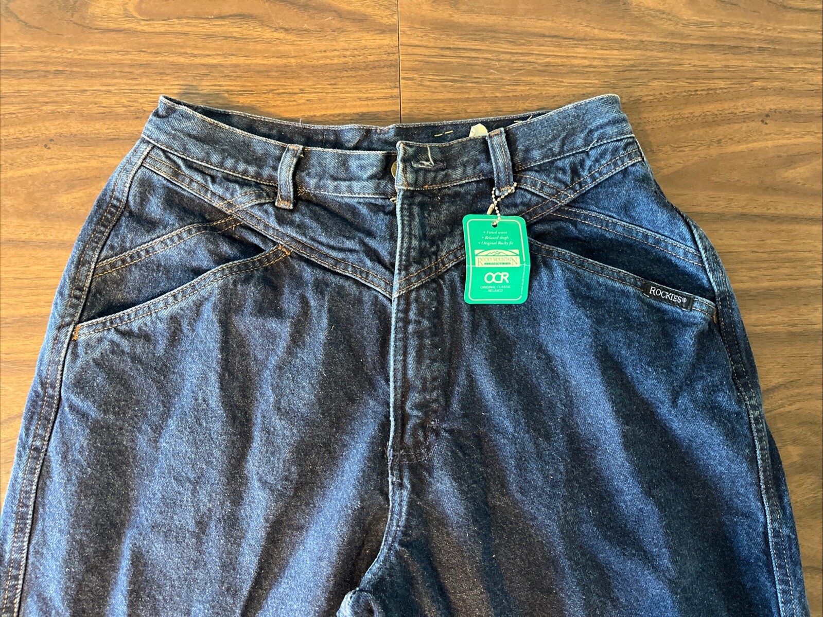 NWT Rocky Mountain Blue Jeans High Rise Bare Back V Front 33/15/36” Length