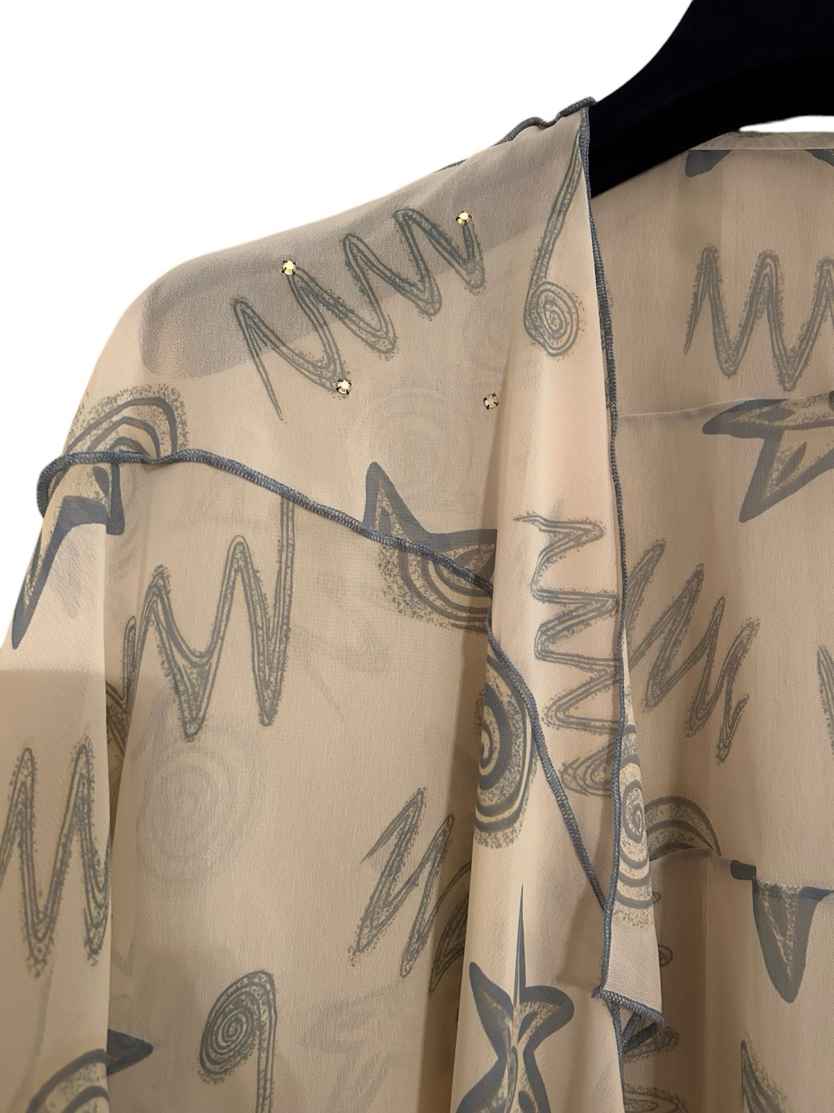 Vintage 3 Piece Belt Dress Jacket 1980’s 1990’s Flowy Set Blue Cream Romantic