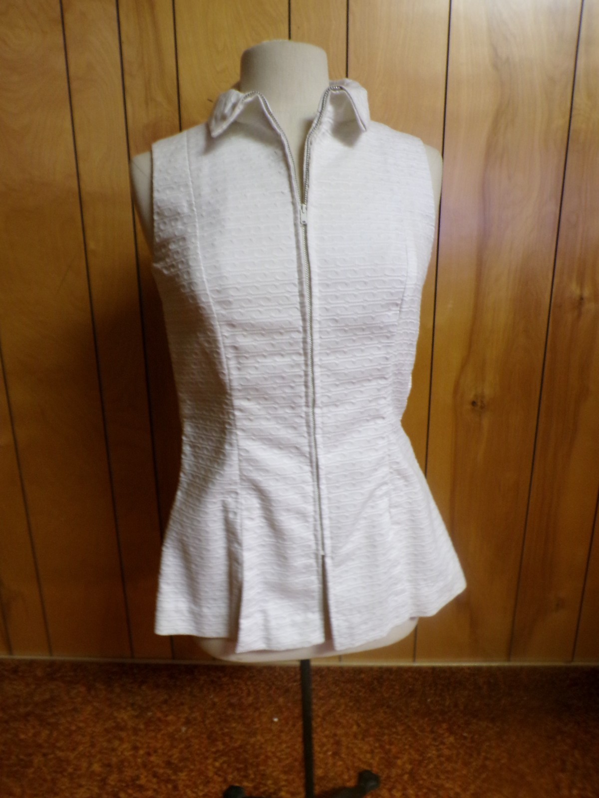 Vintage White Textured Cotton Blouse Shirt Top Waist 32″