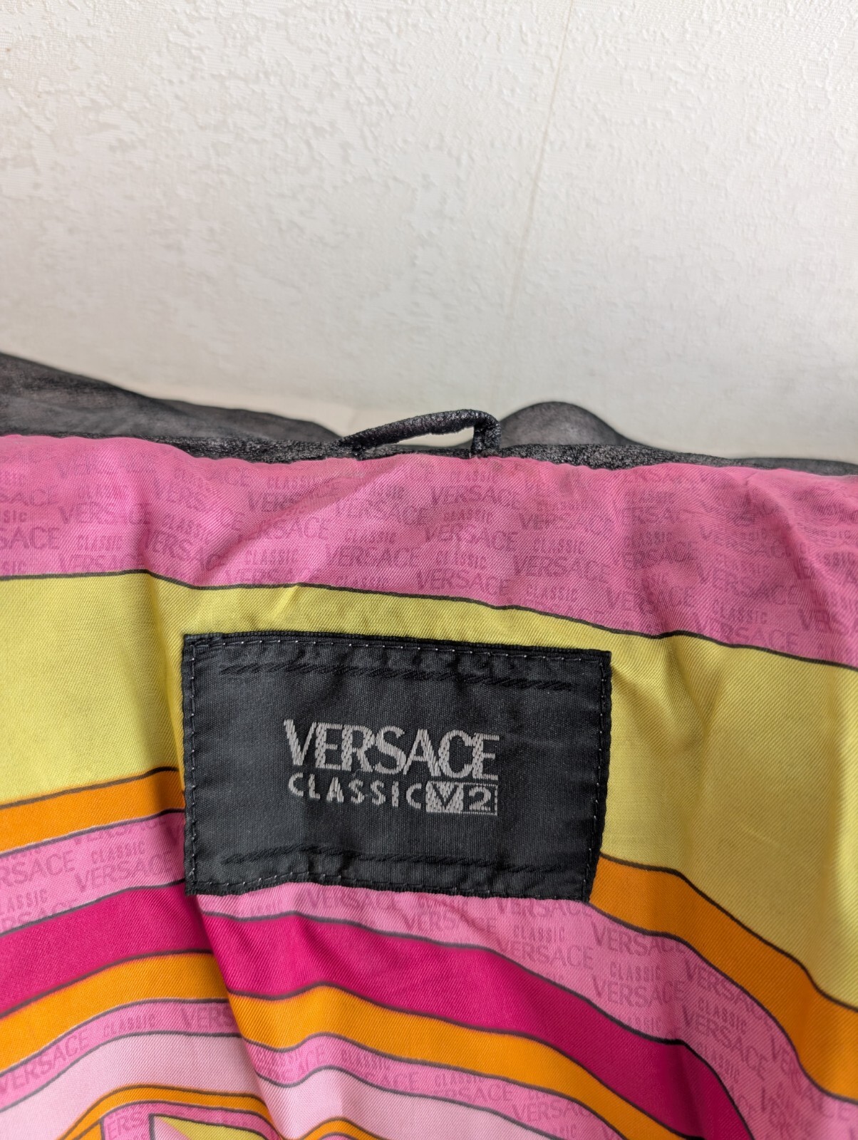 Versace Classic V2 Soft Shiny Leather Jacket Blazer Iridescent Metallic Gray M