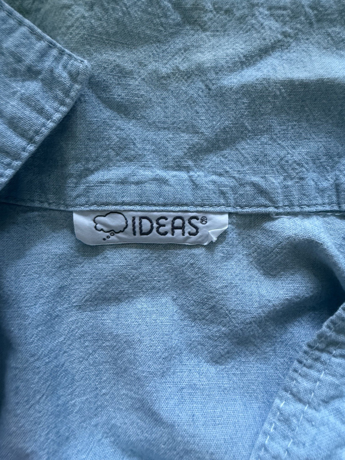 VINTAGE Ideas Retro Jumpsuit Coveralls Womens Blue Chambray Snap Button 80s 90s