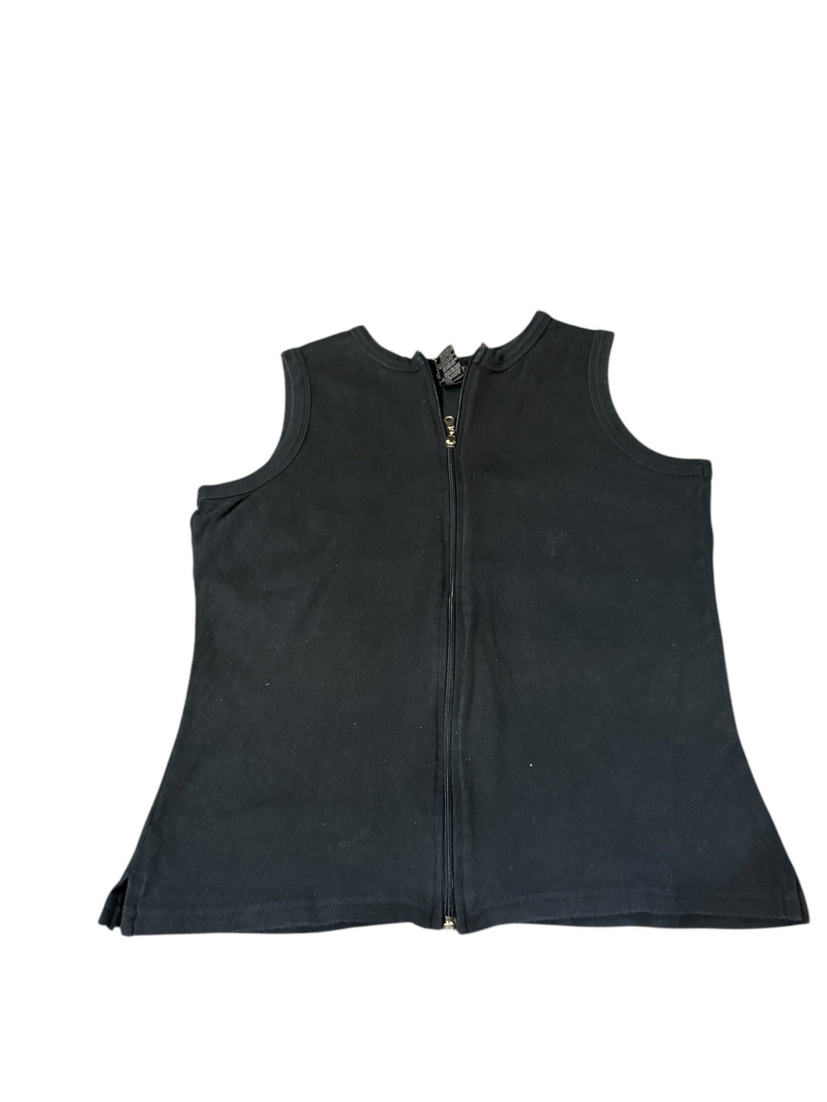 Vintage One Step Up Plus Ladies Black Full Front Zip Typo XL
