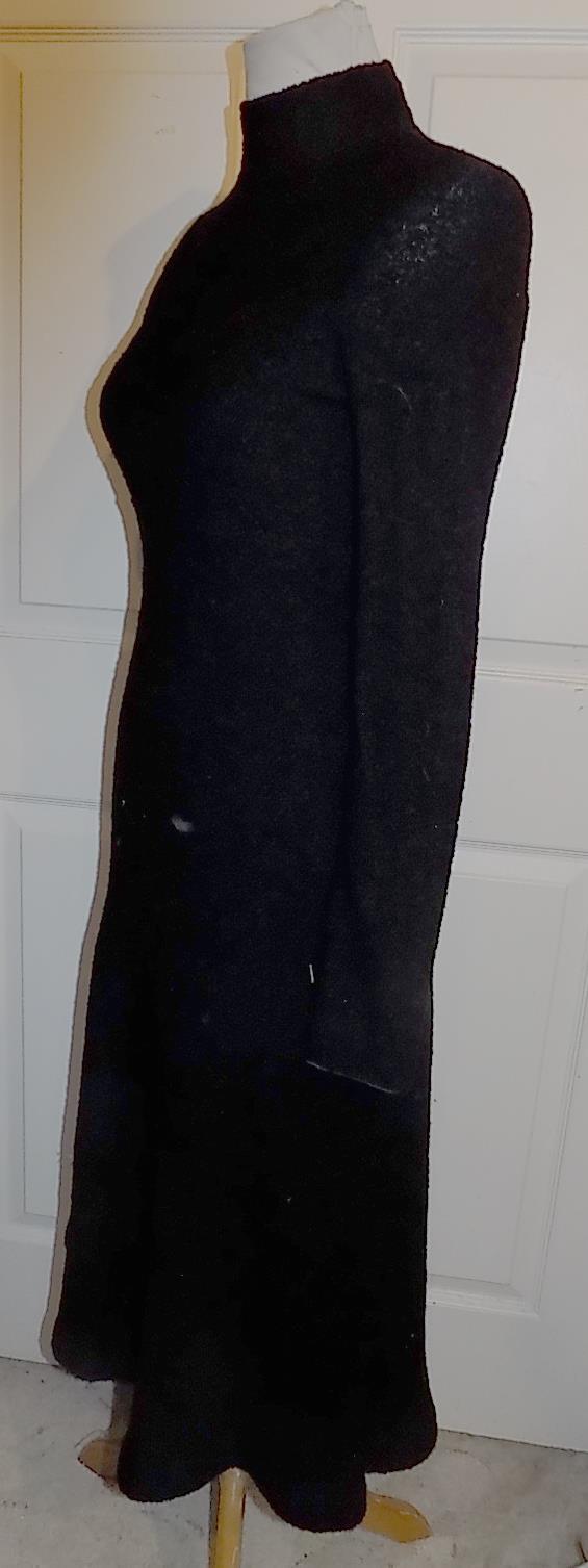 Vintage 80s 90s Black Nubby Wool Nylon Stretchy Dress Kenar Size 6 B34