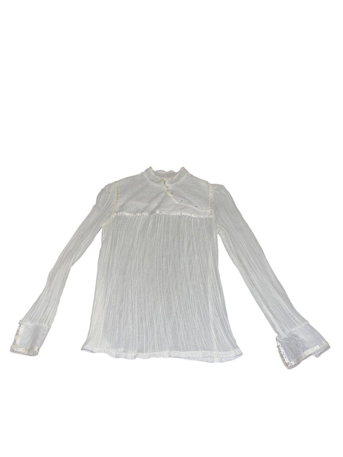 Vintage Gunne Sax Gunnies Jessica McClintok Cream Lace Blouse Prairie Floral