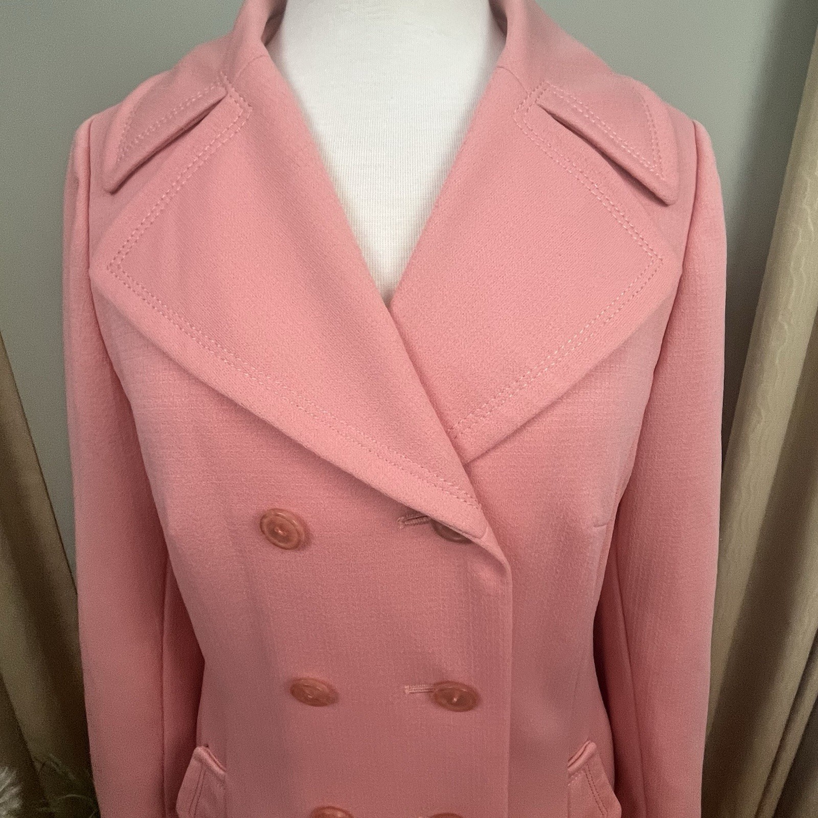 Vintage Bromleigh Women’s Overcoat Pink Full Button Up Size Medium/Large