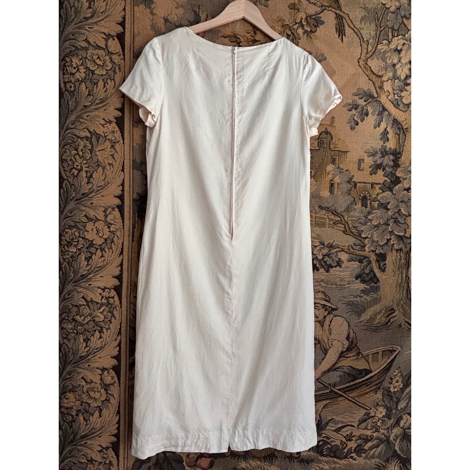 Vintage 60s Phyllis De Trano Cream Butterfly Applique embroidered shift Dress
