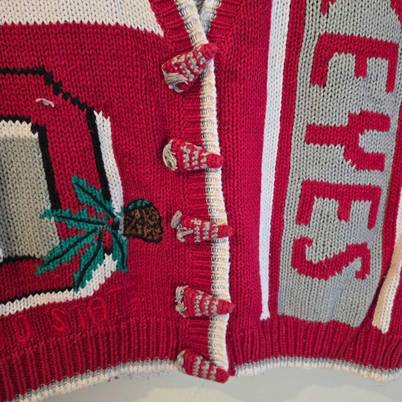 Vintage BellePointe Ohio State Buckeyes Sweater Vest Red Gray White Small NCAA