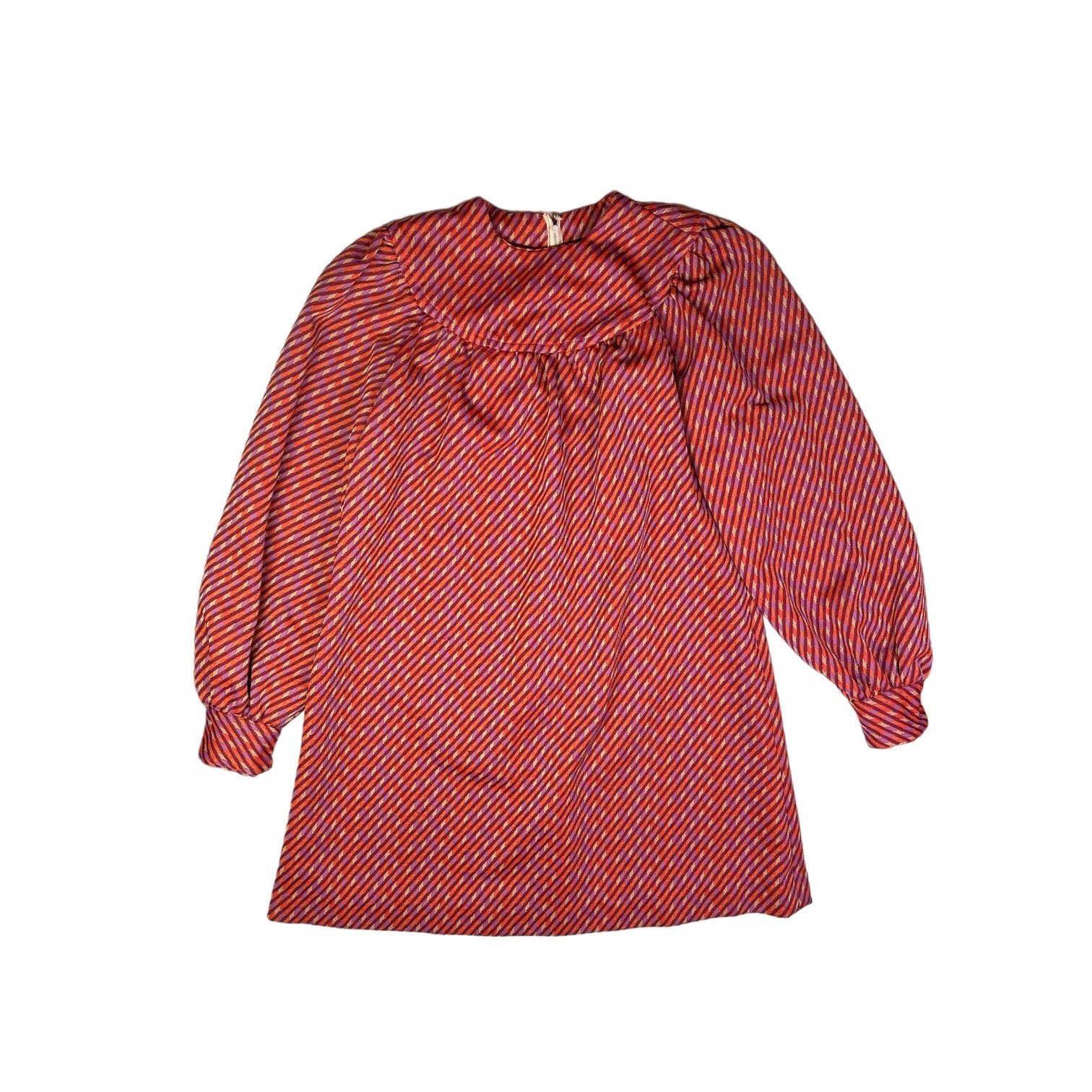 Vintage Homemade 1970s Fits S Tunic Top Pants Knit Set Belt Maroon Pattern