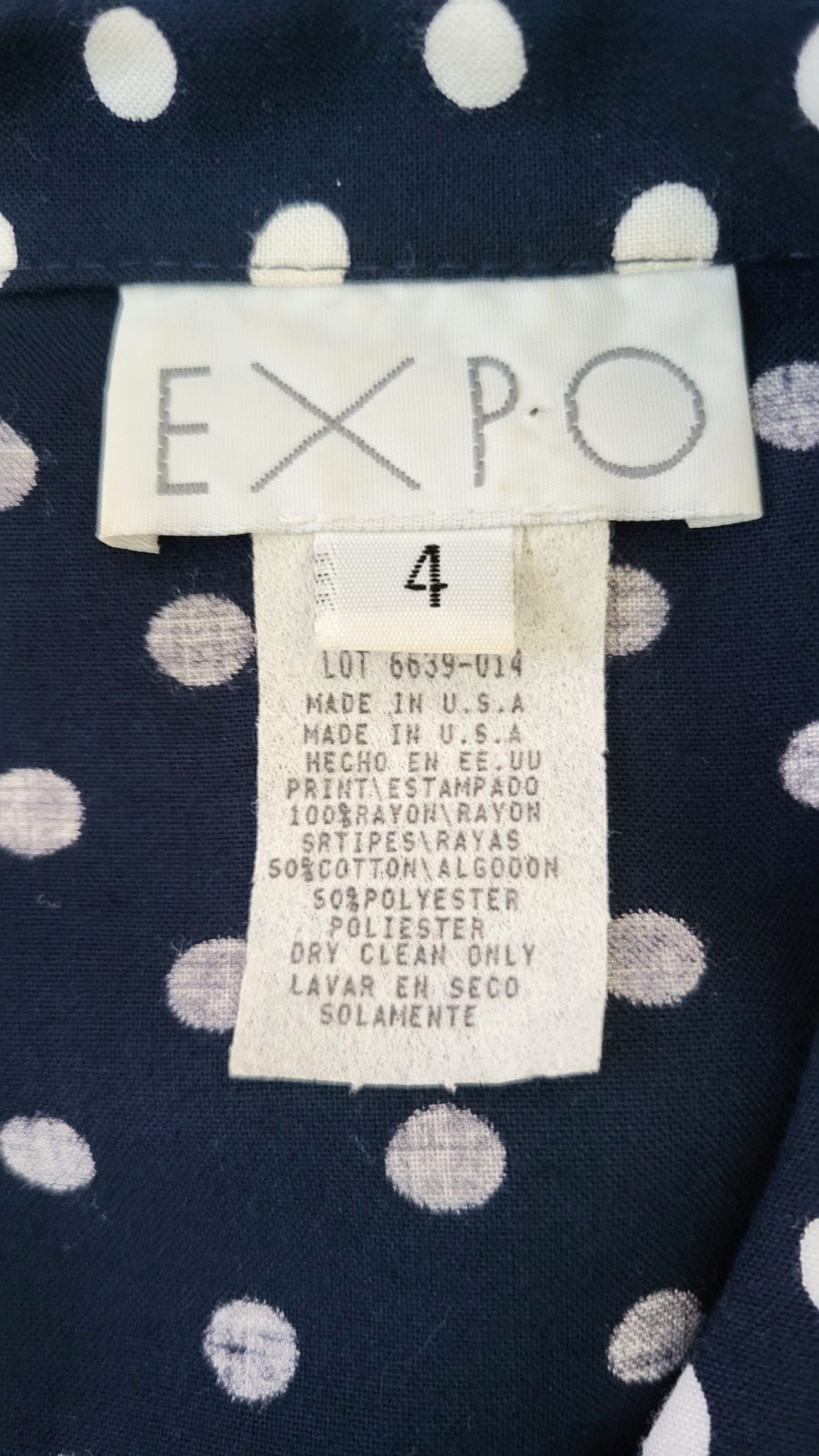 Vintage 2 Piece EXPO Blue Polka Dot Stripe Dress & Top Set – Size S