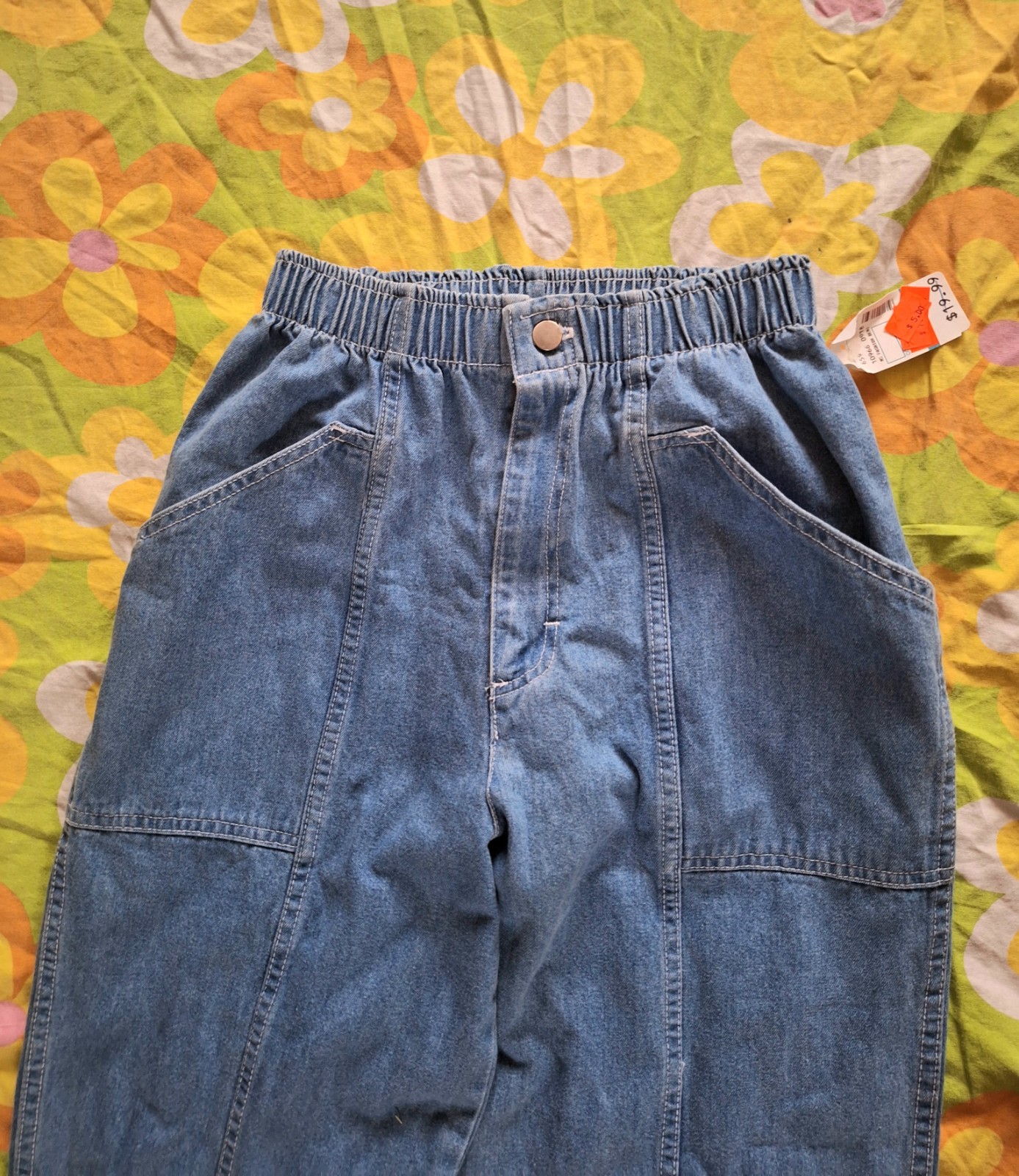 90s Vintage Light Wash NWT Elastic Waist Stampede Size 10 Mom Jeans