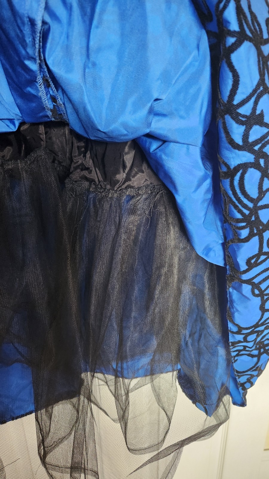 vintage dress royal blue and black velvet.