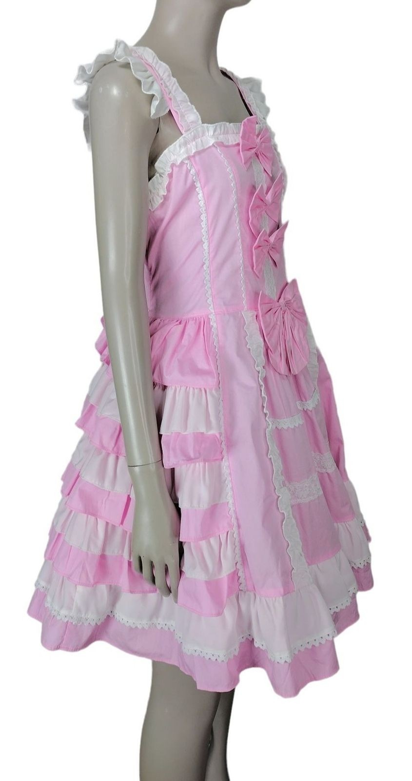 VTG 90s Lolita Bows Ruffles Lace Corset Princess Palace Fairycore Pink Dress