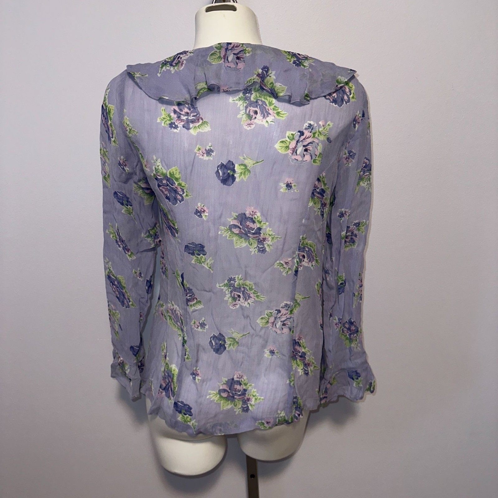 Vintage 90s Express Lavender Purple Blouse Ruffle Fairycore Soft Girl Grunge M