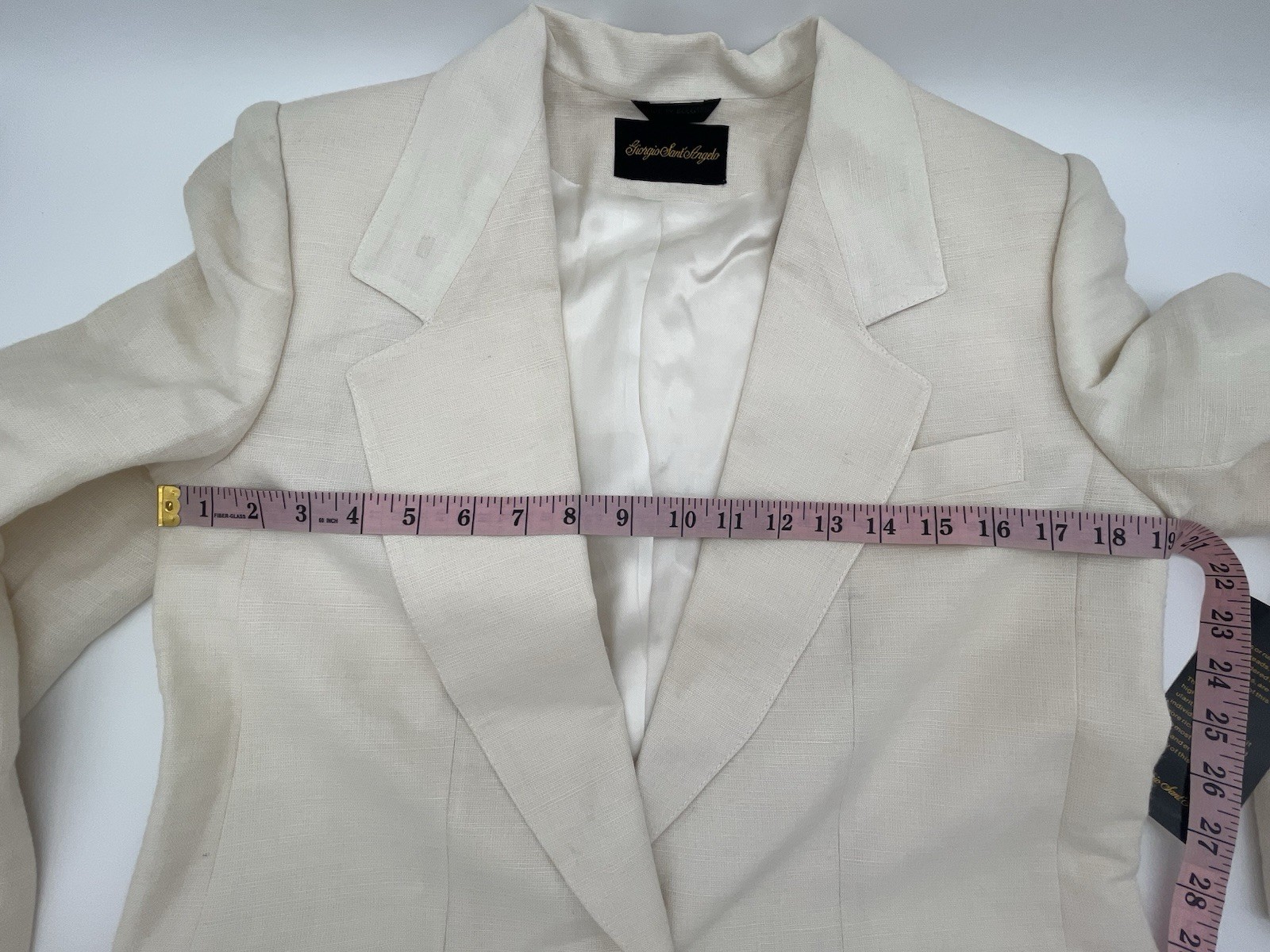 Vintage Giorgio St Angelo Cream Linen Blend Single Breast Blazer Womens 6 FLAW
