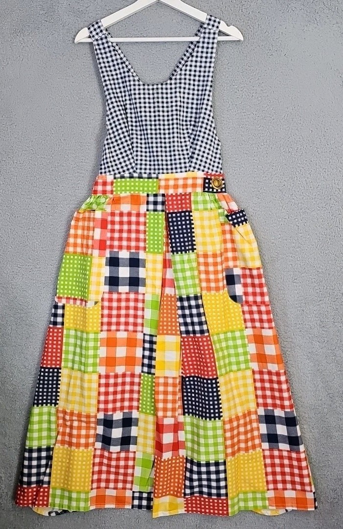 Vintage 60s 70s DESIGN HOUSE Patchwork Cottage Core Apron Jumper Maxi Dress