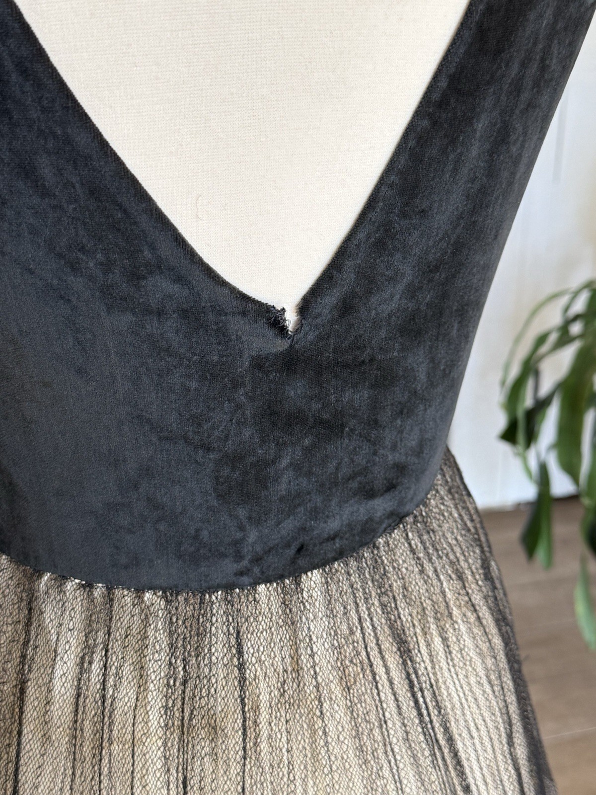Vintage 1930s Hollywood Gown Black Velvet Antique Lace Dress Paramount Studios
