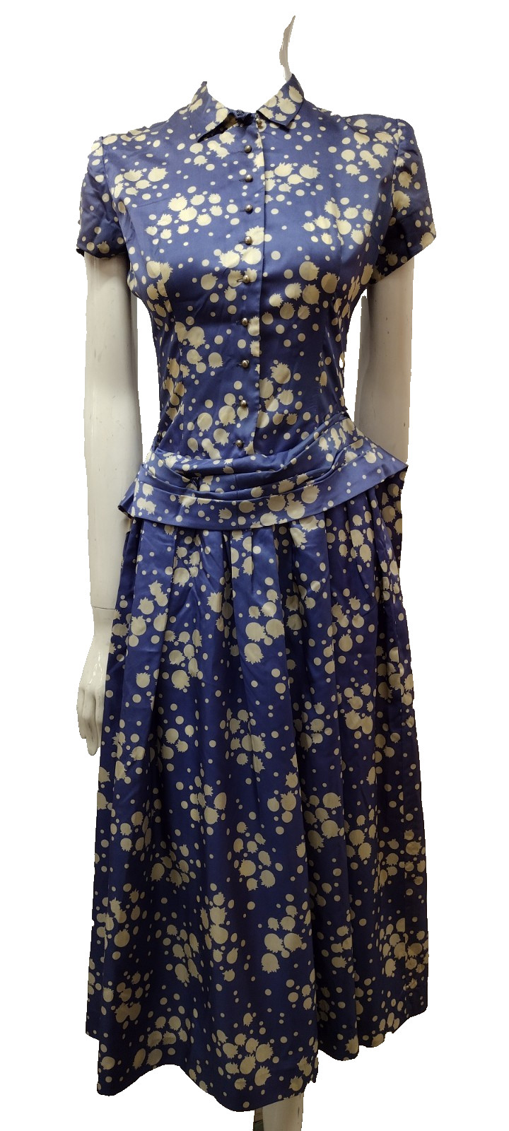 Vintage 1940s Draped Dangling Peplum Evening Dress Jonathan Logan 40s NEW LOOK