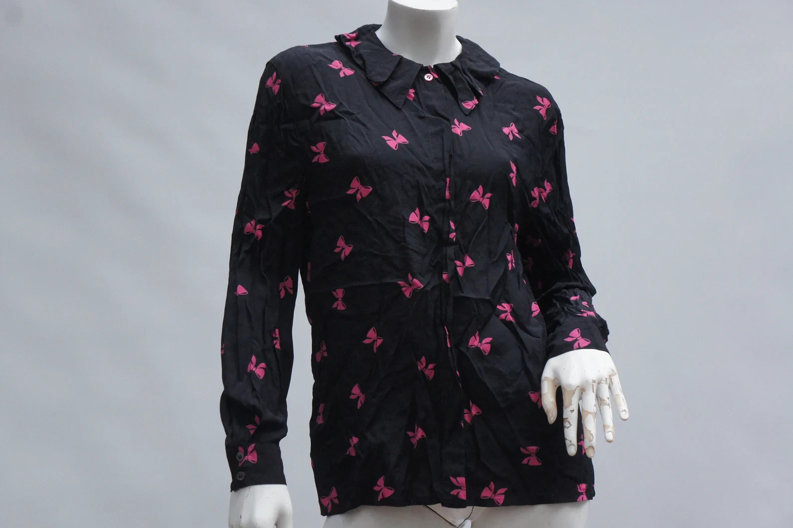 Vintage 70s-80s Black Pink Bow Print By Mondi Western Germany High Fashion Retro