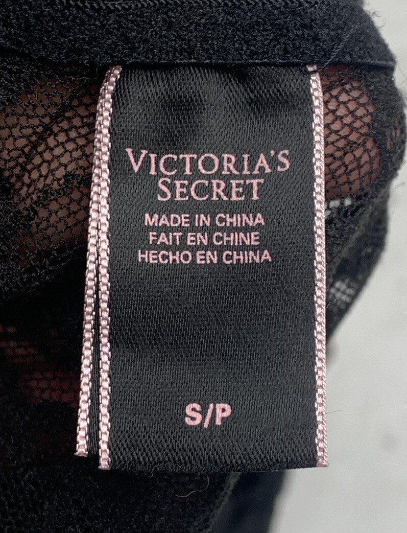 Victoria’s Secret Sm Black Lace Racerback Plunging V-neck Bodysuit Lingerie O3