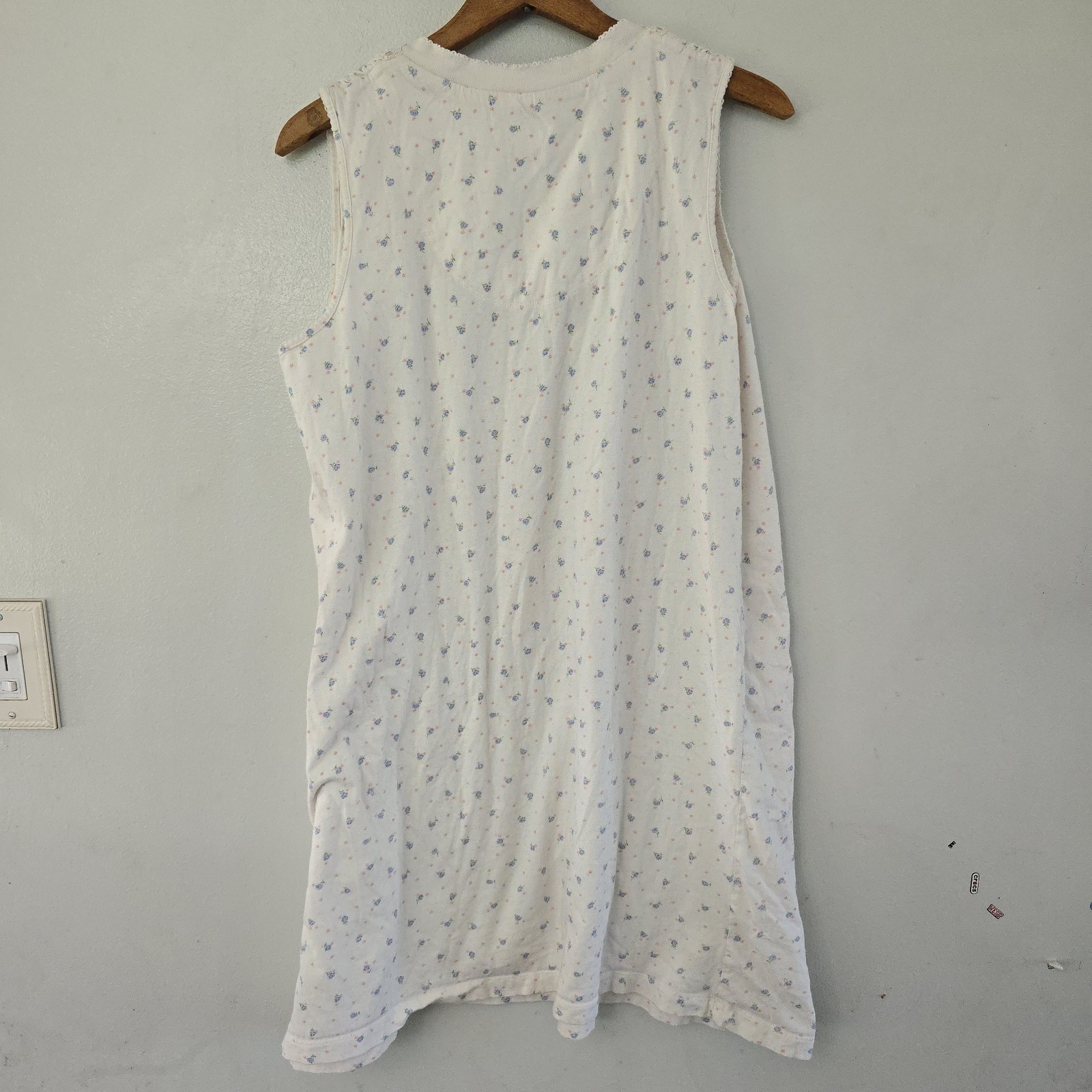 VTG 90s Nightgown Nap Dress Feminine Ditsy Floral Lace Cottagecore Grandma Sz L