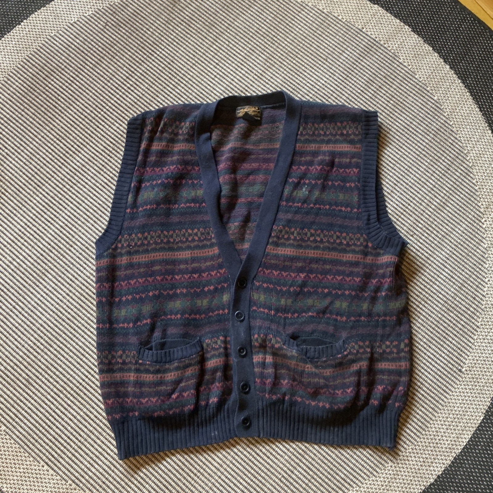 Vintage Eddie Bauer Wool Cardigan Vibrant Color Size XL vest